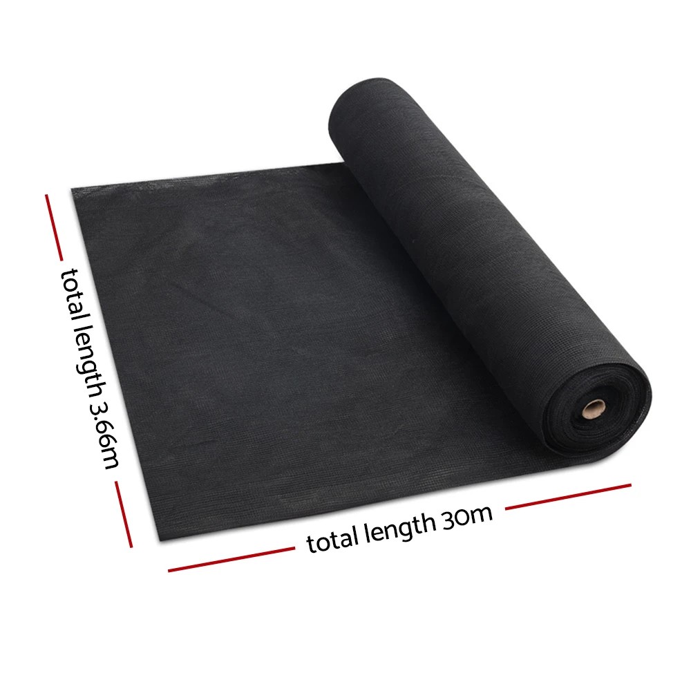 2 Instahut 30% Shade Cloth 3.66x30m Shadecloth Wide Heavy Duty - Black, 2 of 7