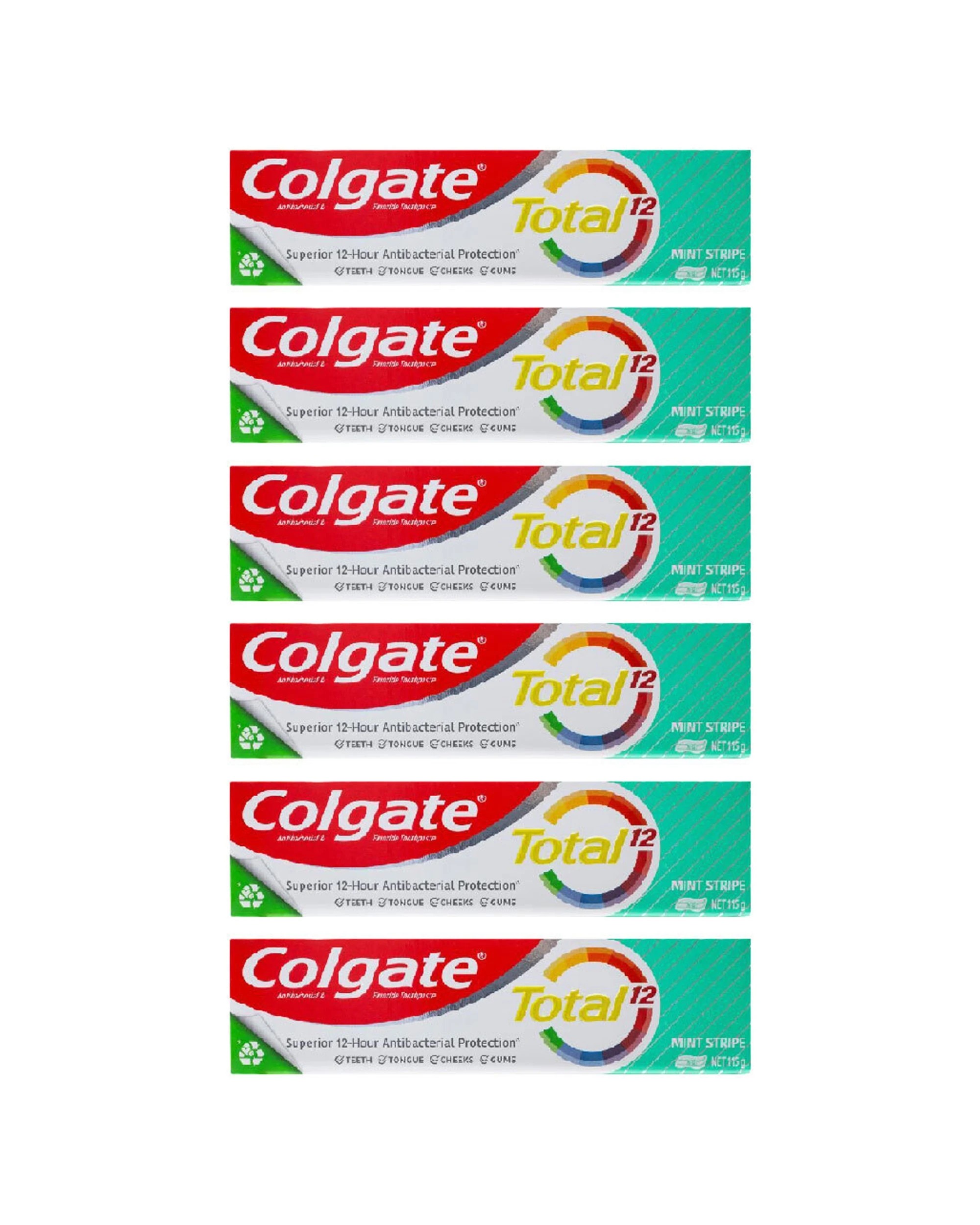 1 Colgate 6PK Fluoride Toothpaste Total 12 Stripe Dental Care 115g - Multi, 1 of 4