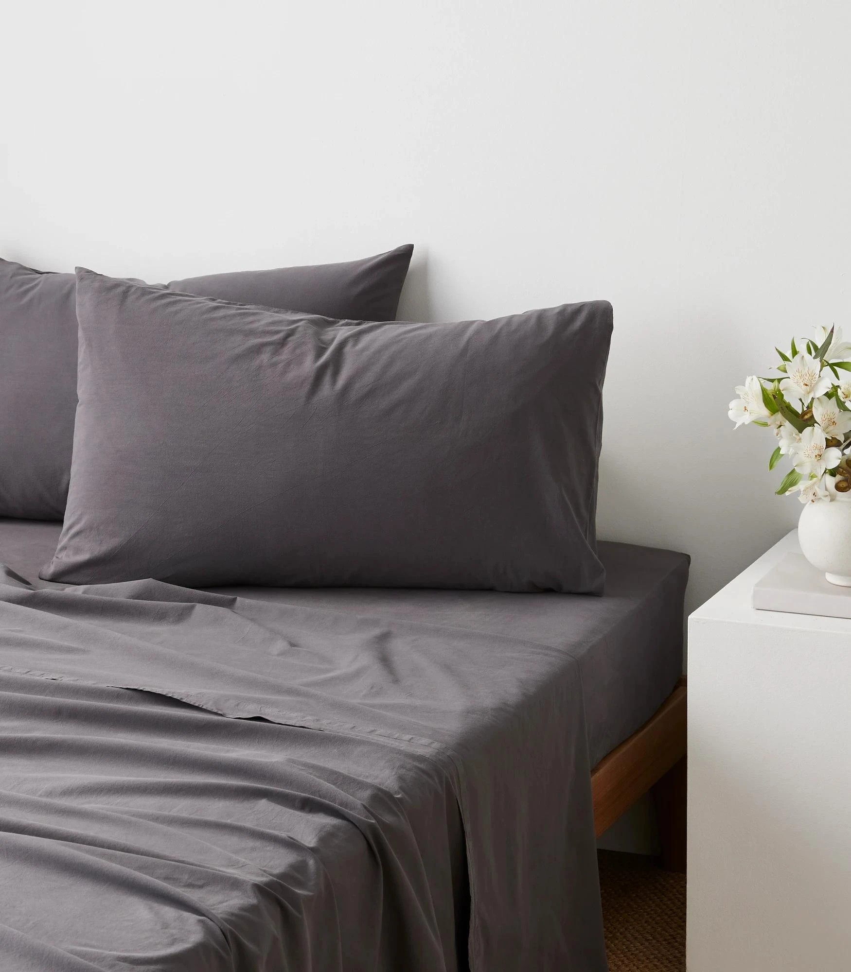 1 Arlo Stonewash Sheet Set - Queen Bed - Grey, 1 of 2