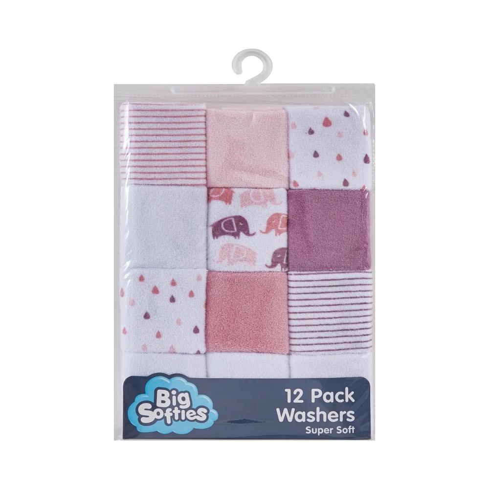 1 Big Softies 12 Pack Terry Towelling Washers Girl, 1 of 8
