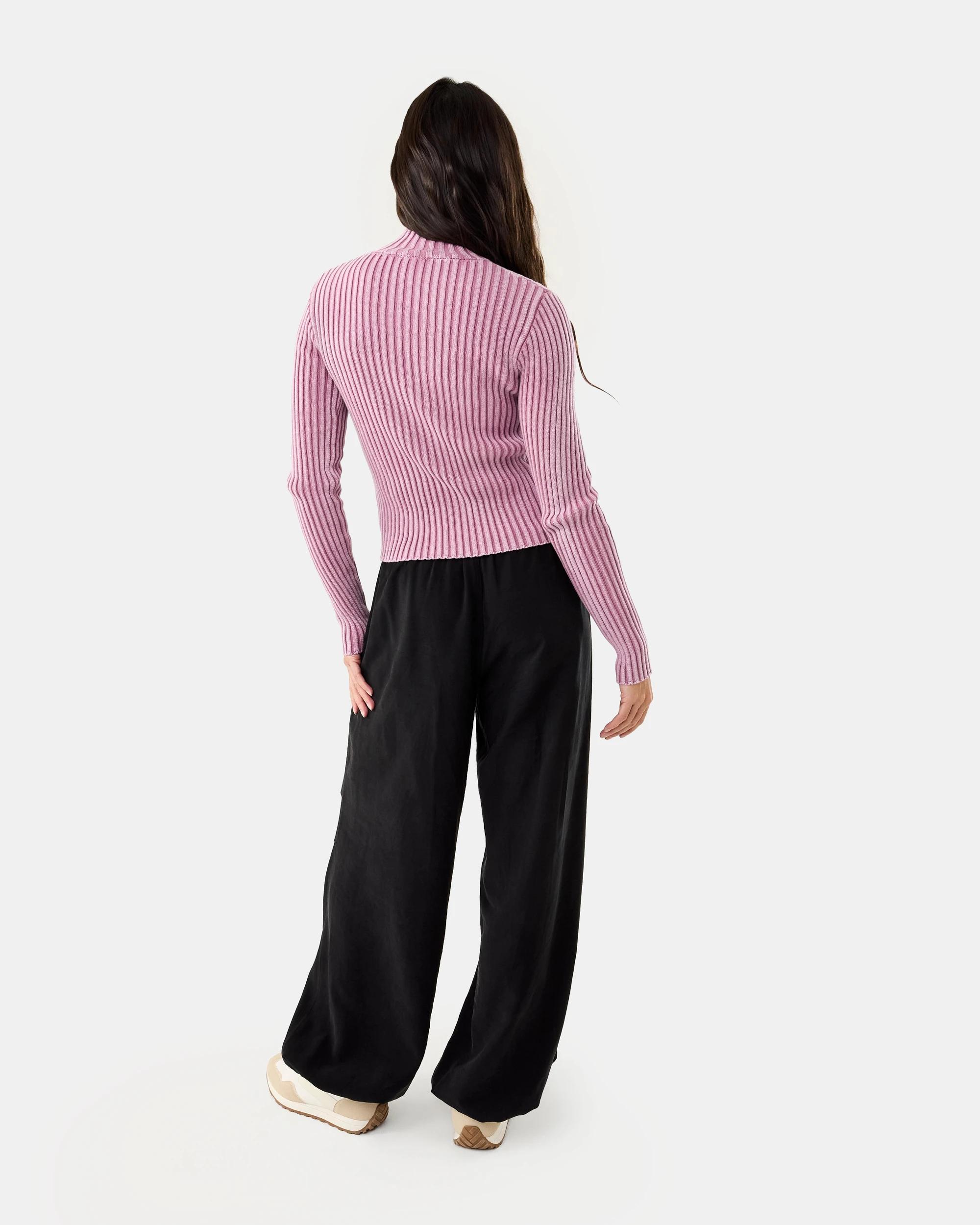 6 Funnel Neck Knit Zip Through Jumper Orchid, 6 of 10