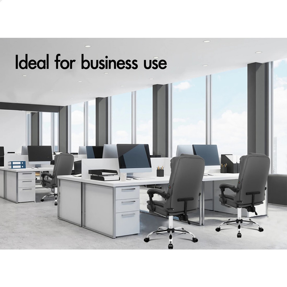 7 Alfordson Massage Office Chair Executive Seat Gaming Recliner Computer Racer - Grey, 7 of 10