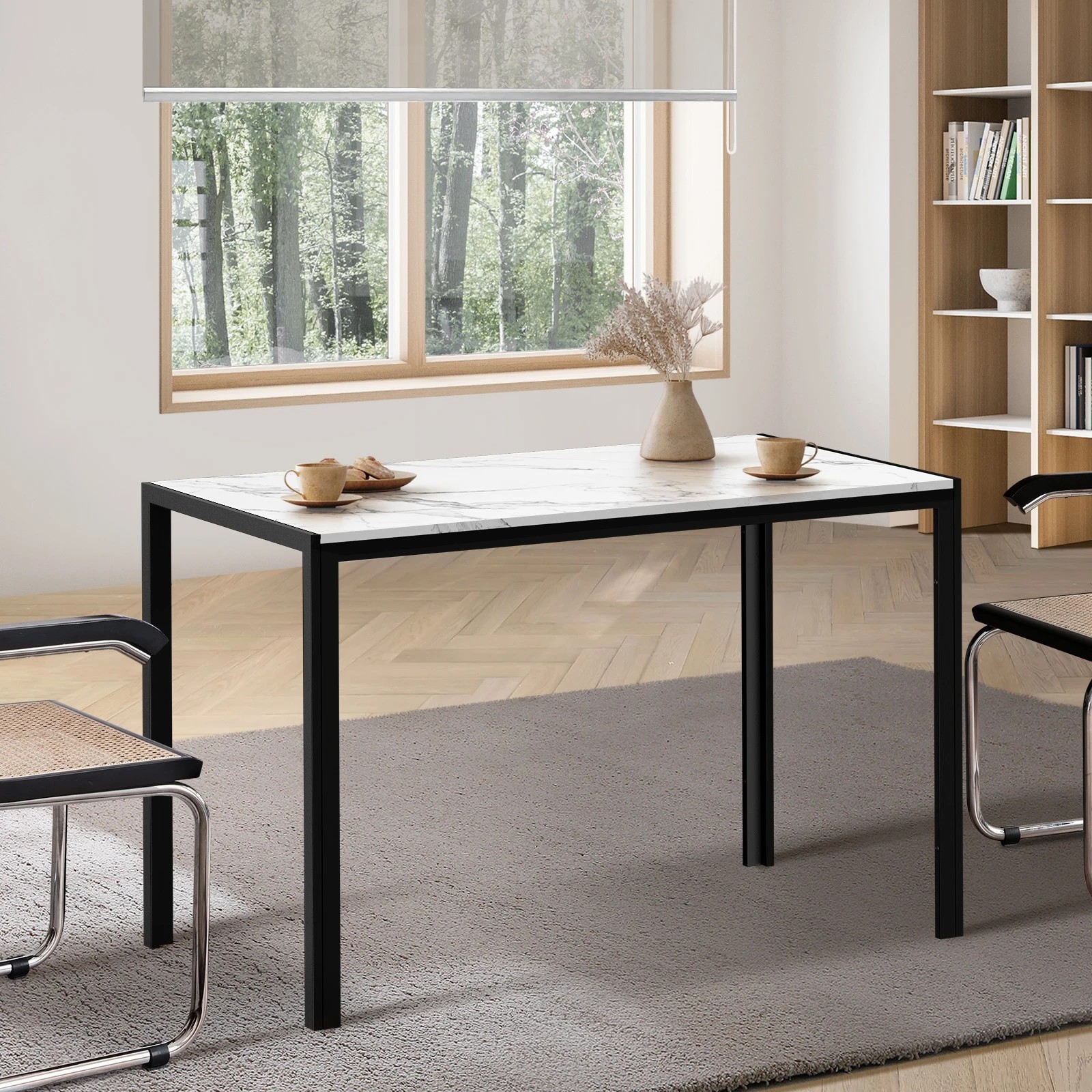 2 Oikiture 120cm Dining Table Rectangular Kitchen Table With Metal Leg
 - Multi, 2 of 9