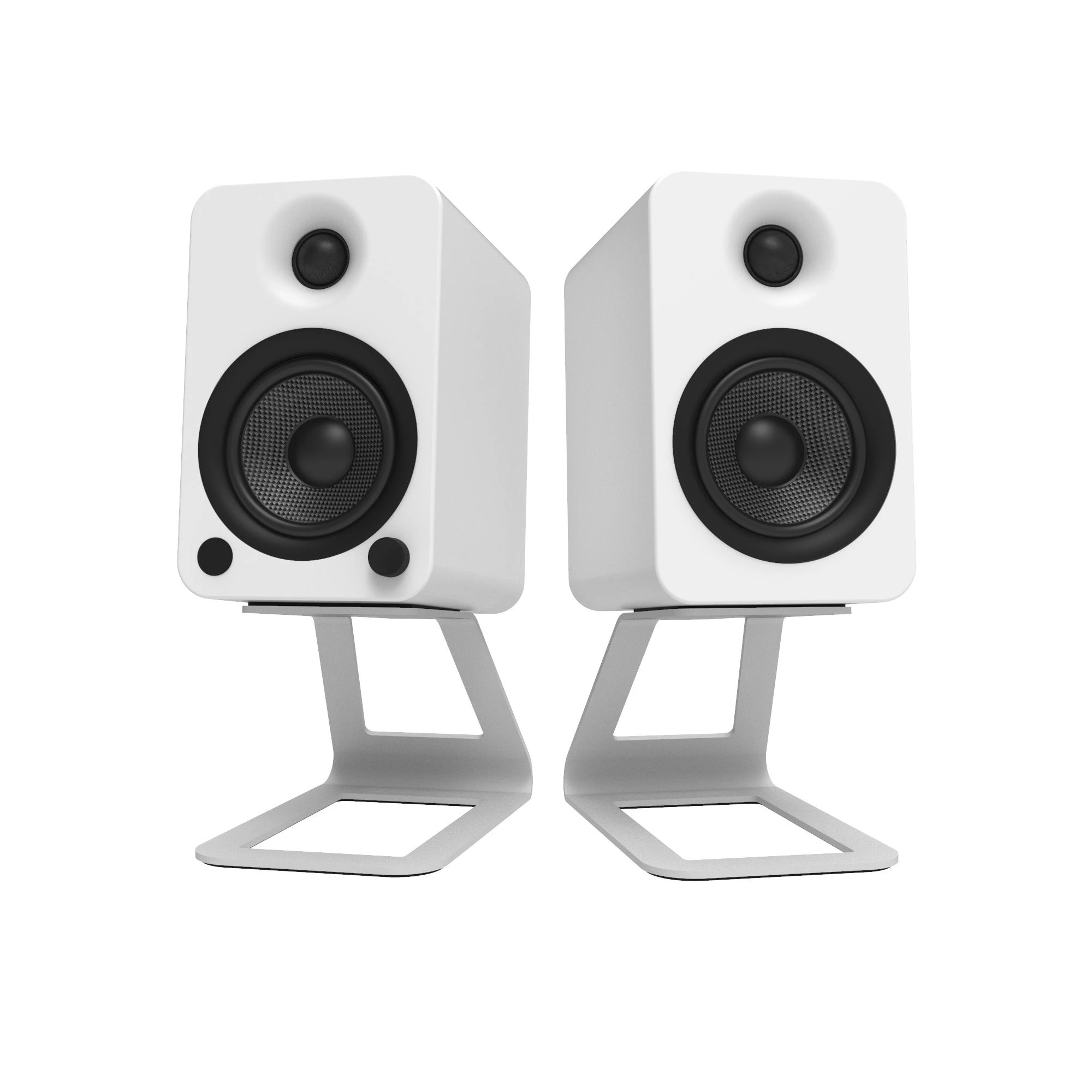 5 Kanto SE4W Elevated Desktop Speaker Stands for Midsize Speakers - Pair, White - White, 5 of 6