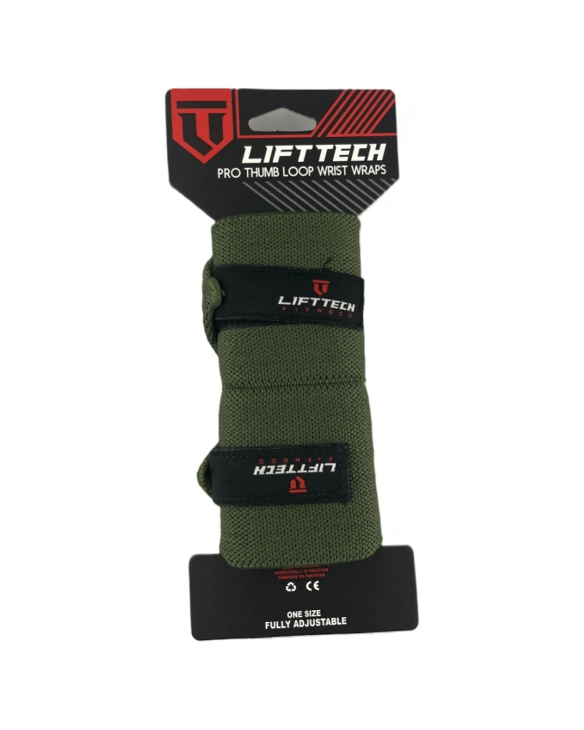1 Lift-Tech Fitness 2pc Pro Thumb Loop Wrist Support Adjustable Wrap 20 Inch Army - Green, 1 of 3