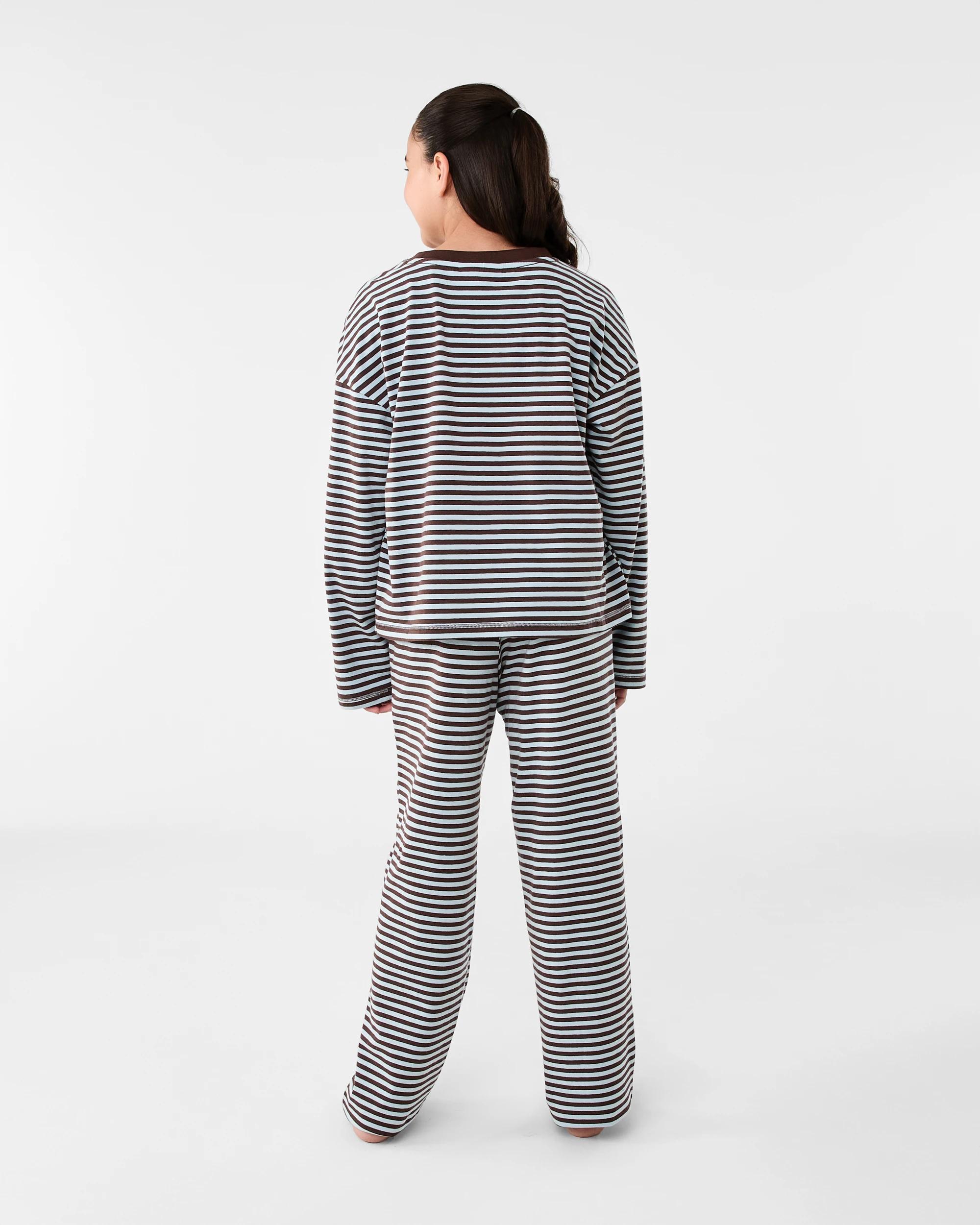 2 Wide Leg Stripe Pyjama Set Blu Stripe, 2 of 7