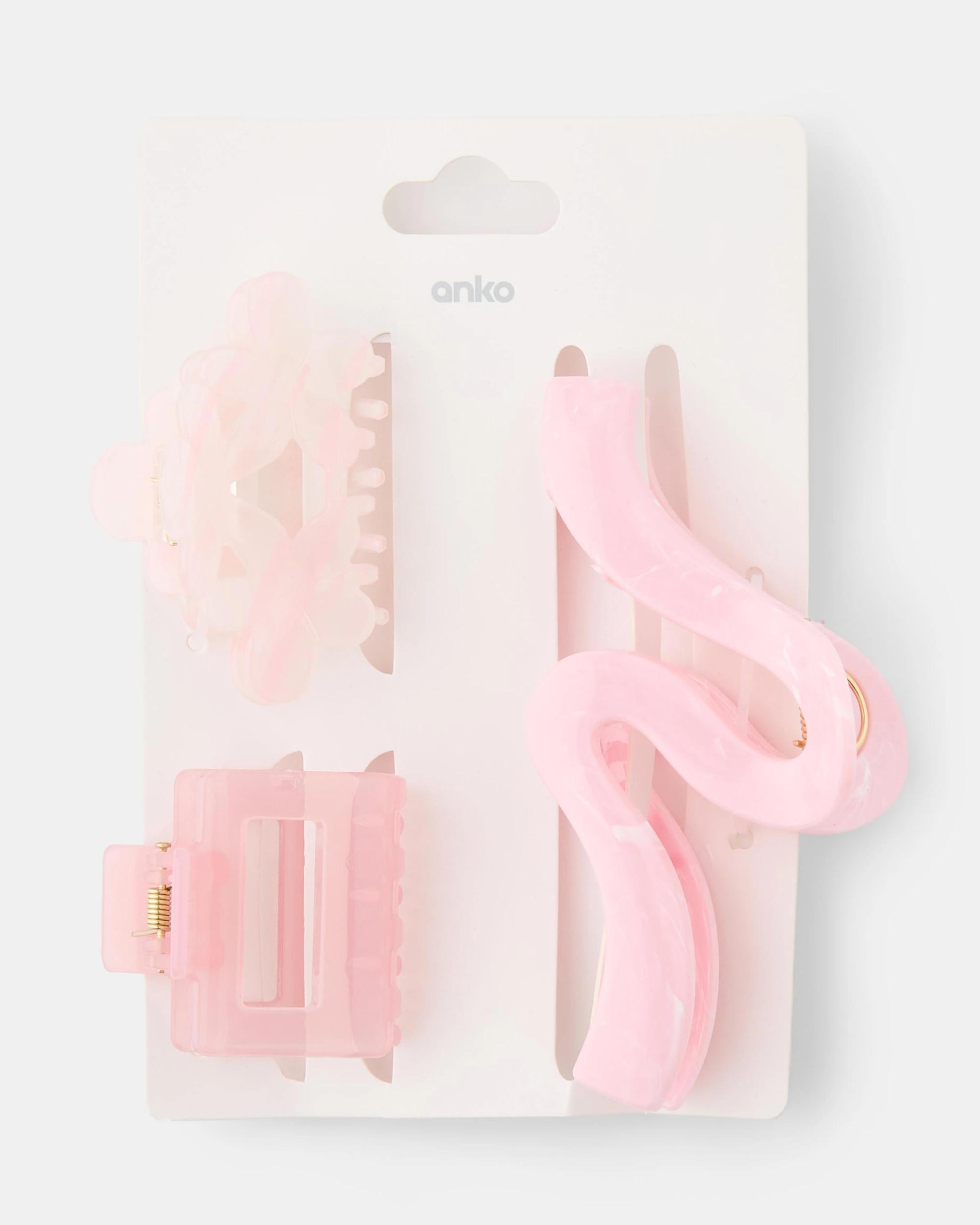 4 3 Pack Pink Flower Claw Hair Clips, 4 of 4