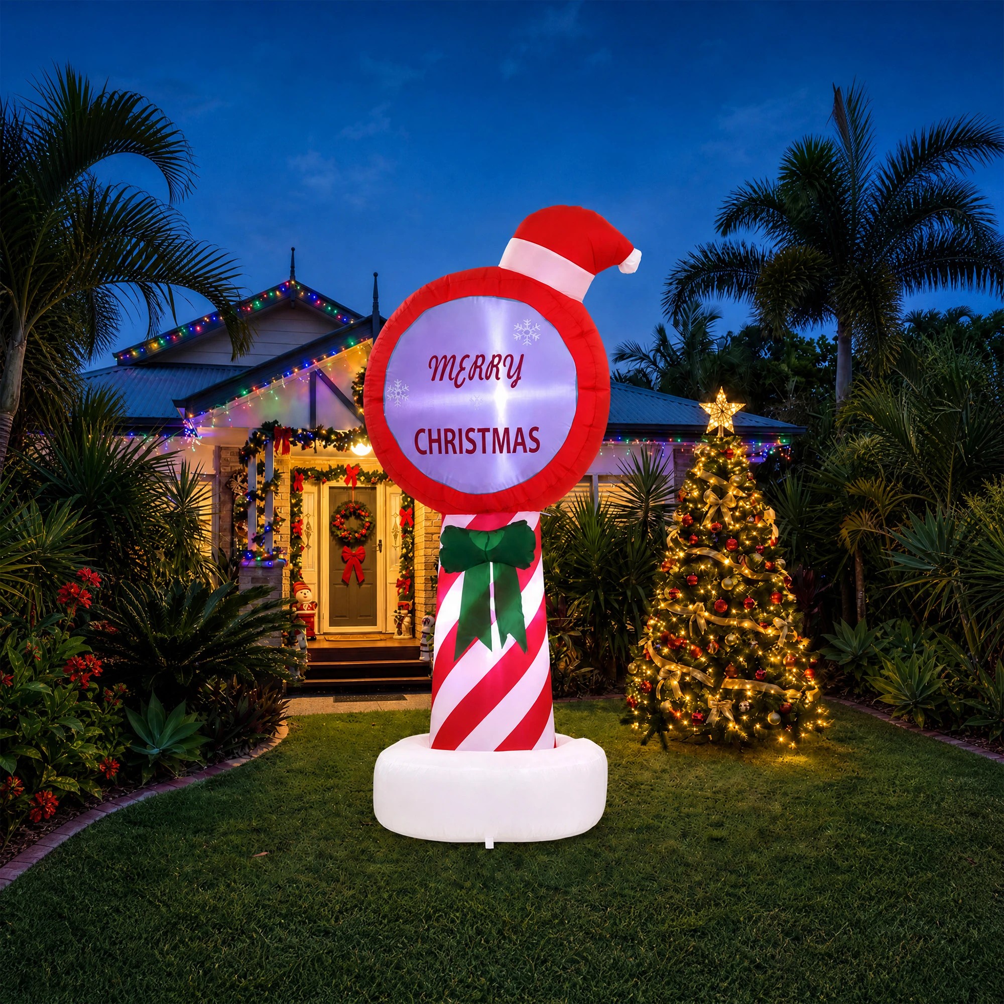 5 Jingle Jollys Christmas Inflatable Pole 1.8M Height LED Outdoor Decorations Illuminated - Red, 5 of 9