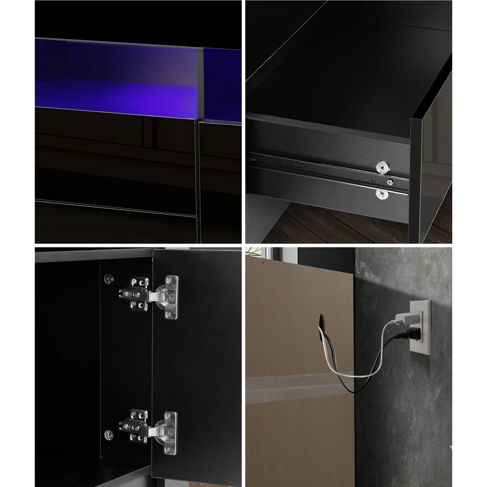 7 Oikiture Entertainment Unit Rgb Led Gloss Black 180cm
 - Black, 7 of 8