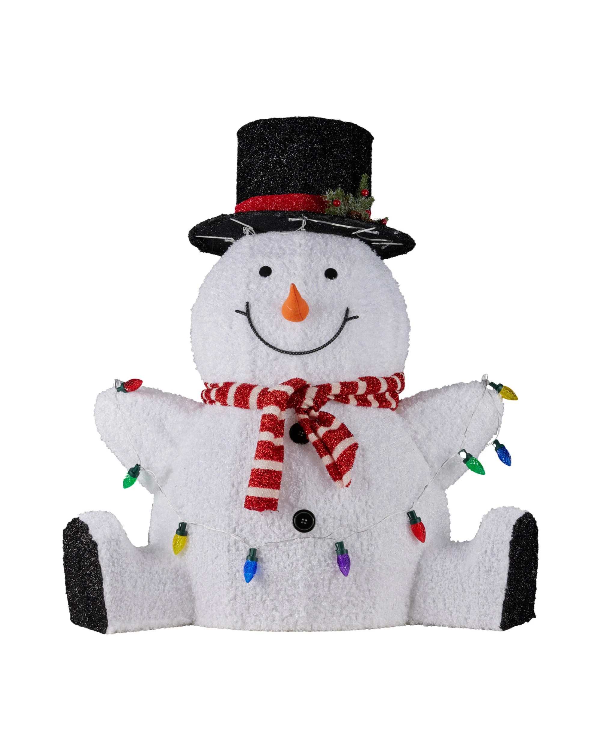 2 Christabelle 82cm Sitting Snowman Christmas Display With Lights, 2 of 4