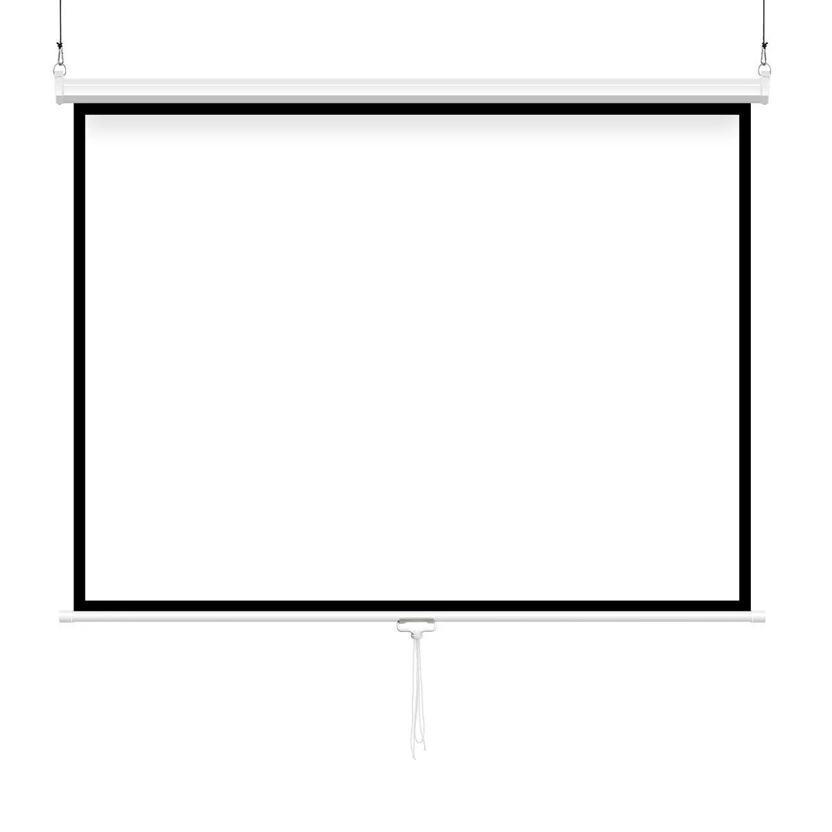 1 Ausway 120 Inch Projector Screen 4:3 Manual Pull Down Retractable, Wall/Ceiling Mount, 1 of 7