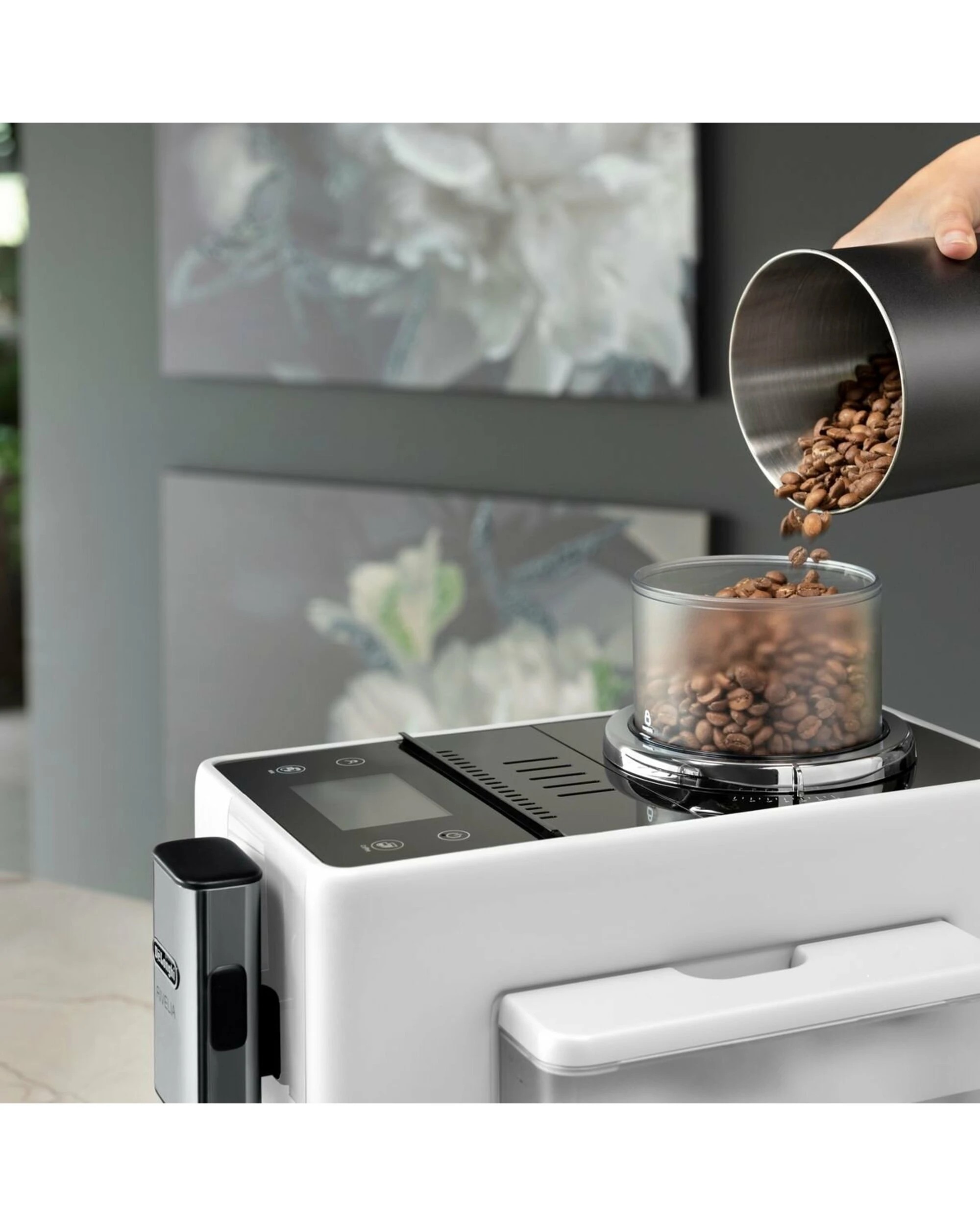 4 DeLonghi Rivelia Fully Automatic Coffee Machine - White - WHITE, 4 of 5