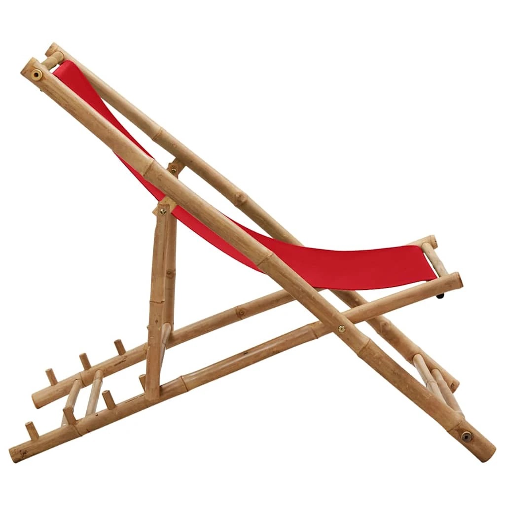 3 vidaXL Deck chair Foldable - Red, 3 of 9