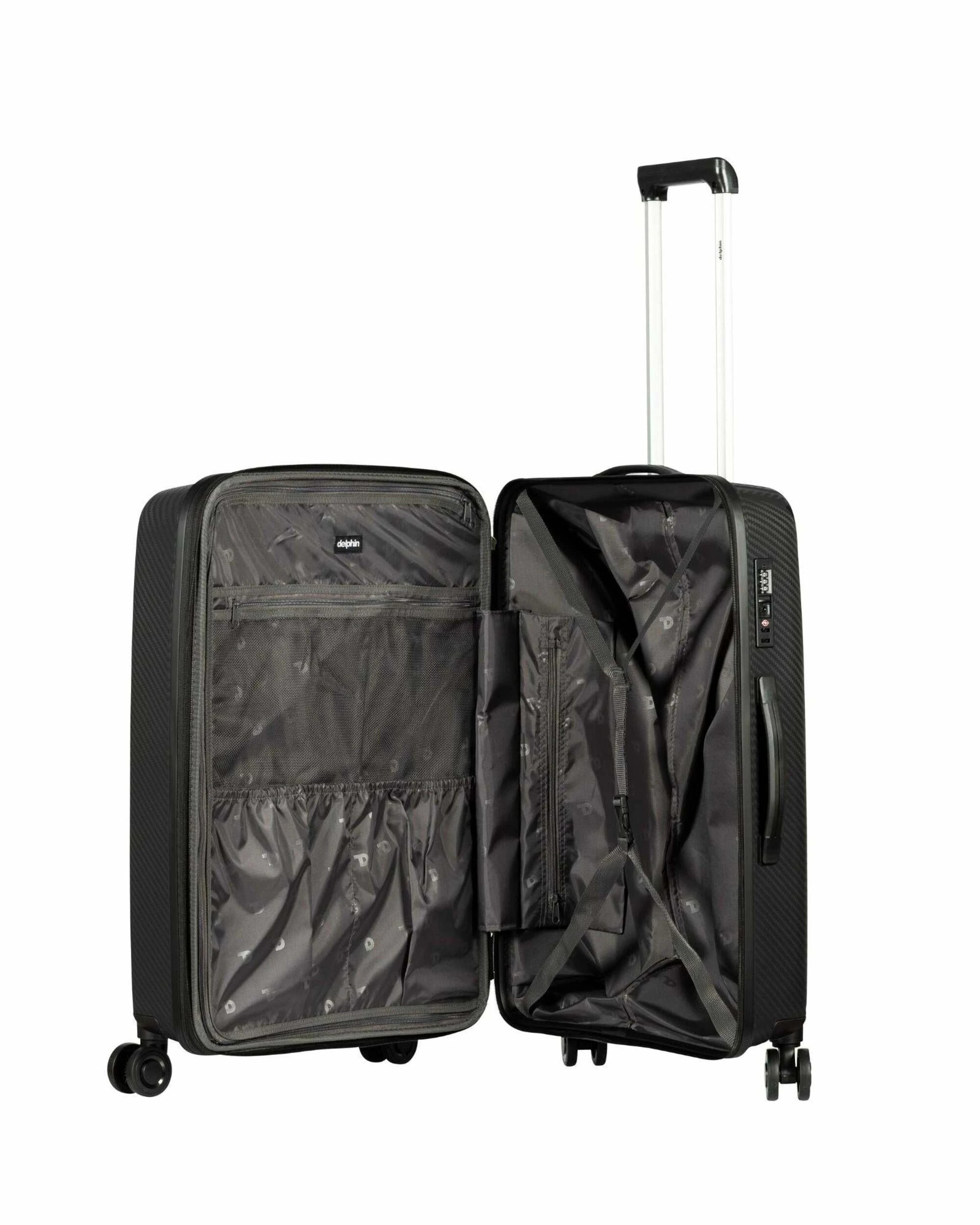 2 Delphin Verona Hardside Medium Spinner Suitcase - 68cm - Black, 2 of 4