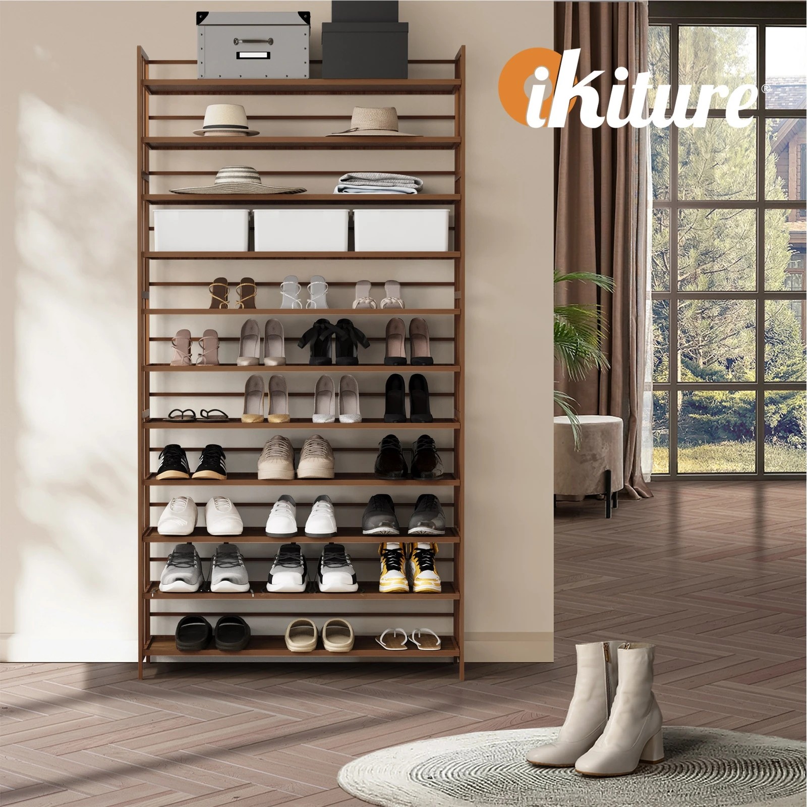 5 Oikiture Shoe Rack Storage Organizer Bamboo Stand 11 Shelves
 - Brown, 5 of 9