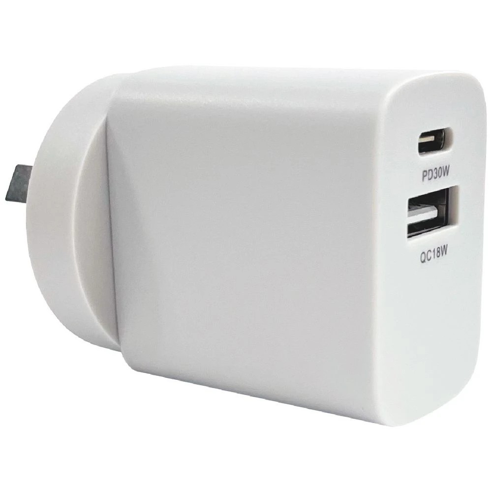 1 Otto 30W 2-Port USB-C + USB-A Wall Charger Pastel Grey, 1 of 7