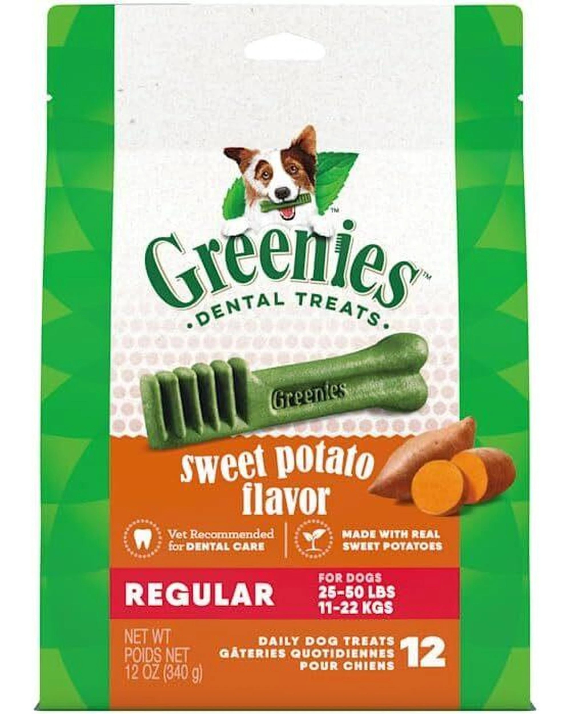 1 Greenies Dental Treats Sweet Potato for Regular Dogs 11-22kgs 340g, 1 of 9