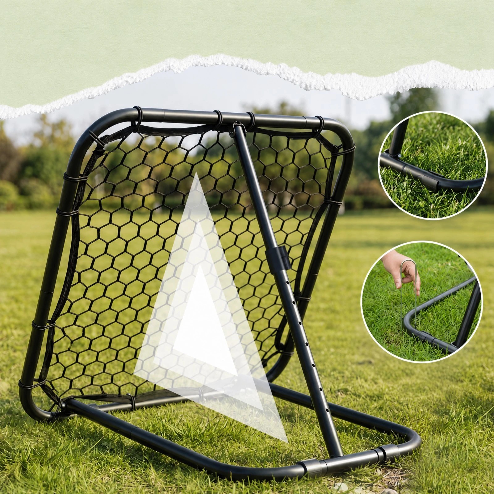 7 Costway 101x101cm Football Rebounder Kickback Rebound Net w/7 Adjustable Angle, 7 of 8