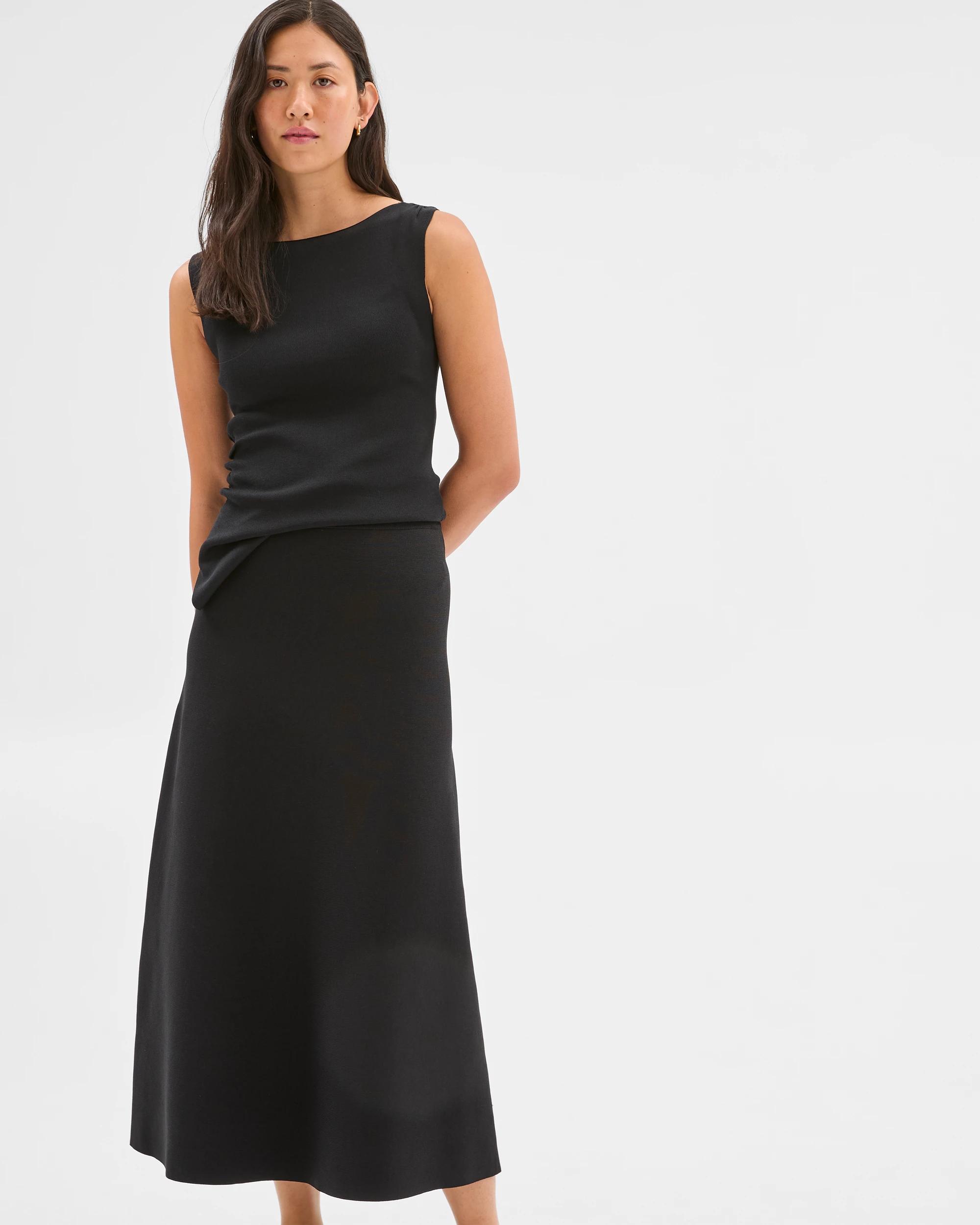 6 Crepe Knit Midi Skirt - Preview BLACK, 6 of 6