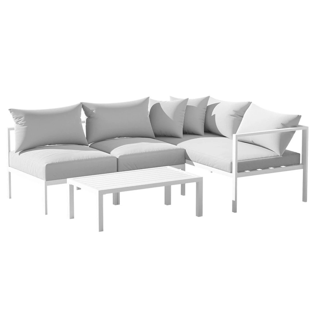 1 Gardeon 4 Seater Outdoor Sofa Set Aluminium Lounge Setting - White, 1 of 6