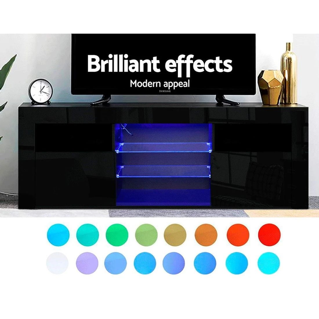4 Artiss Entertainment Unit TV Cabinet LED 160cm - Black, 4 of 7