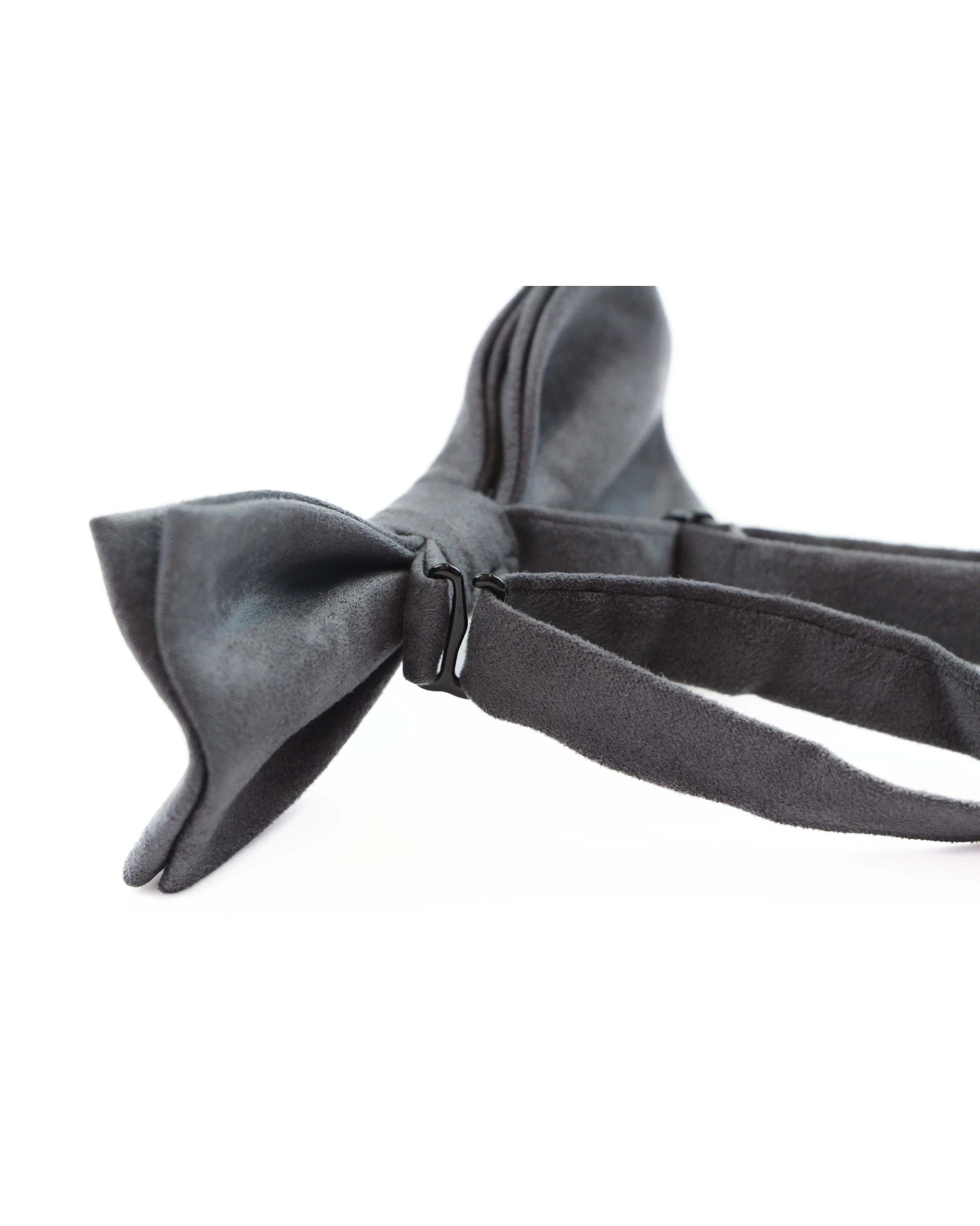 2 Zasel Mens Grey Velvet Plain Colour Bow Tie - Grey, 2 of 4
