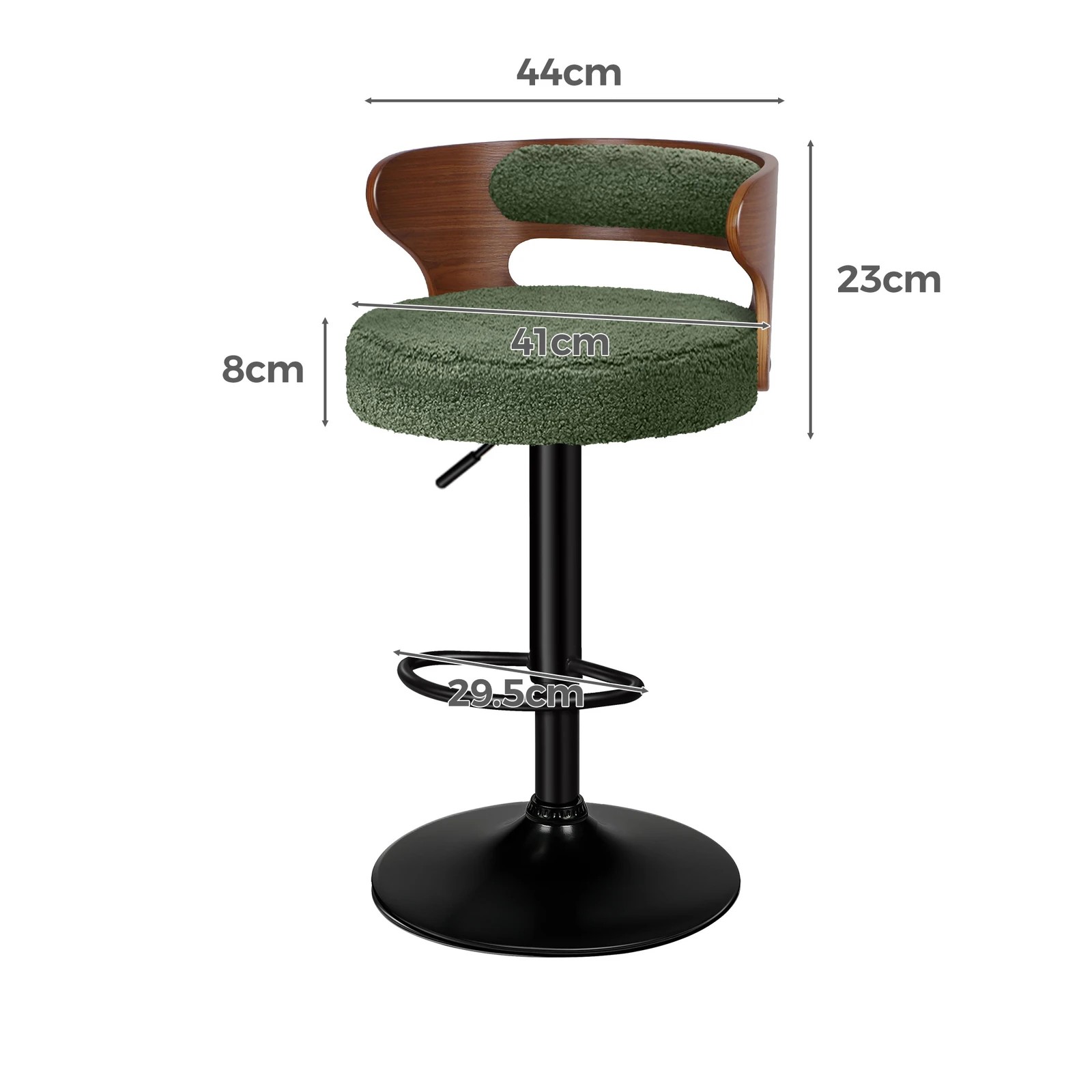3 Alfordson 4x Bar Stool Kitchen Swivel Chair Wooden Boucle Ramiro - Green, 3 of 10