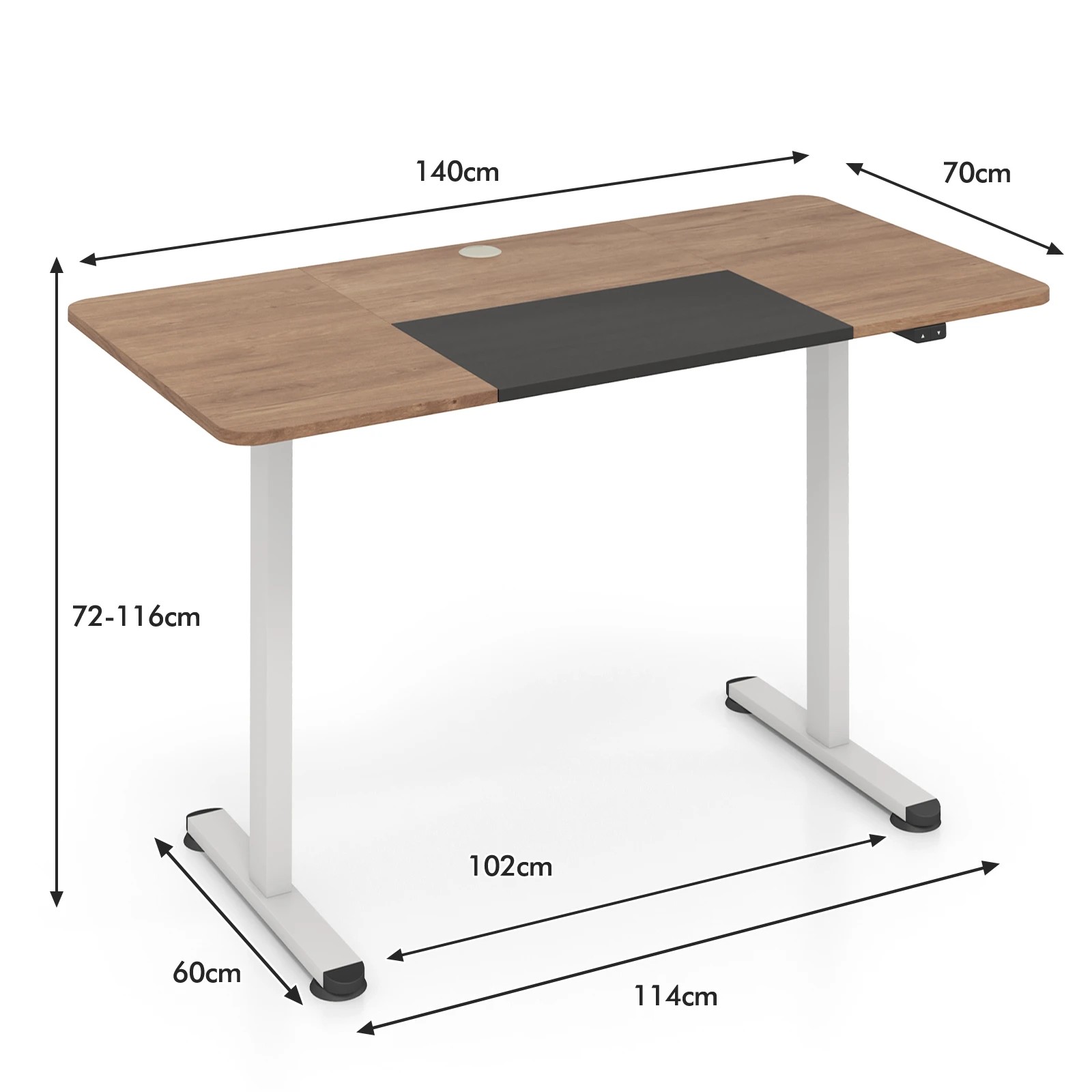 2 Costway 140cm Electric Standing Desk Motorised Sit Stand Table Home Office - Natural, 2 of 3