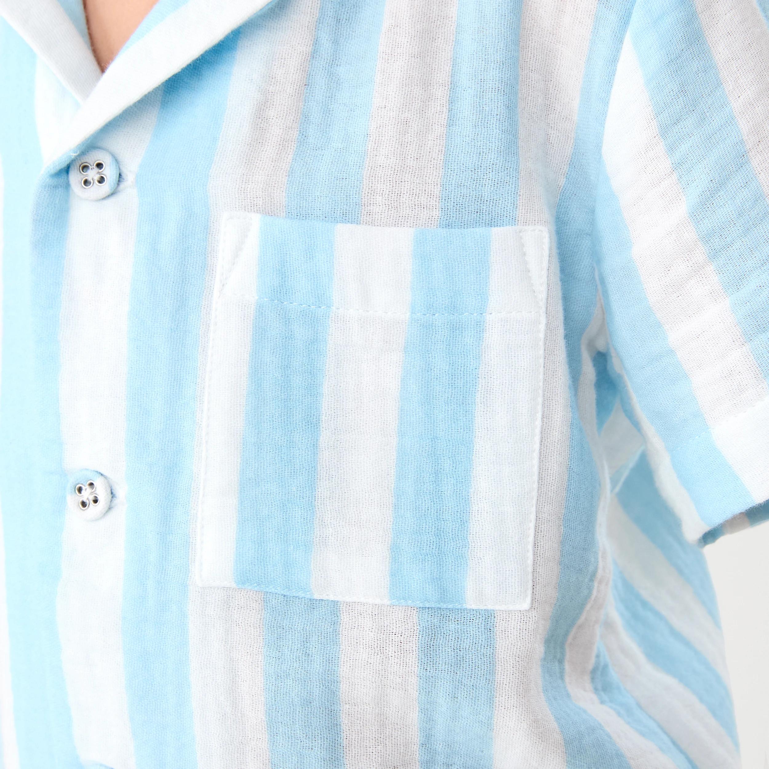 5 Short Sleeve Woven Pyjama Set BLUE STRIPE, 5 of 7