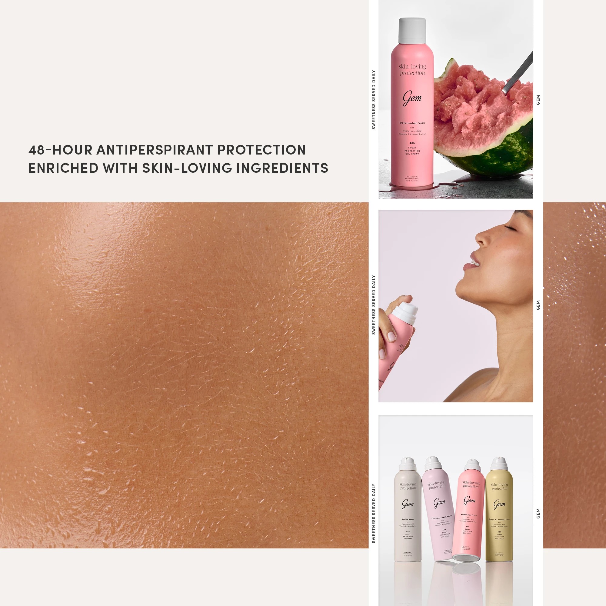 6 Gem Watermelon Fresh Skin-Loving Deodorant 207ml - Hyaluronic Acid, Vitamin E and Shea Butter, 6 of 6