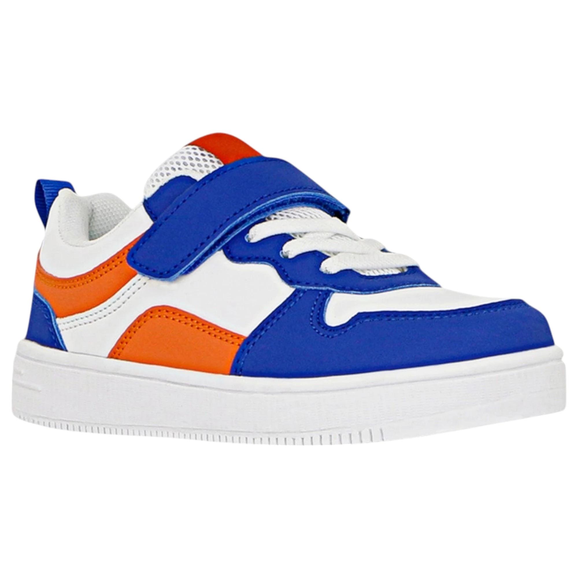 1 Grosby Kids Hoop B Blue/ White/ Orange Sneakers Velcro Shoes BLUE/WHITE/ORANGE, 1 of 4