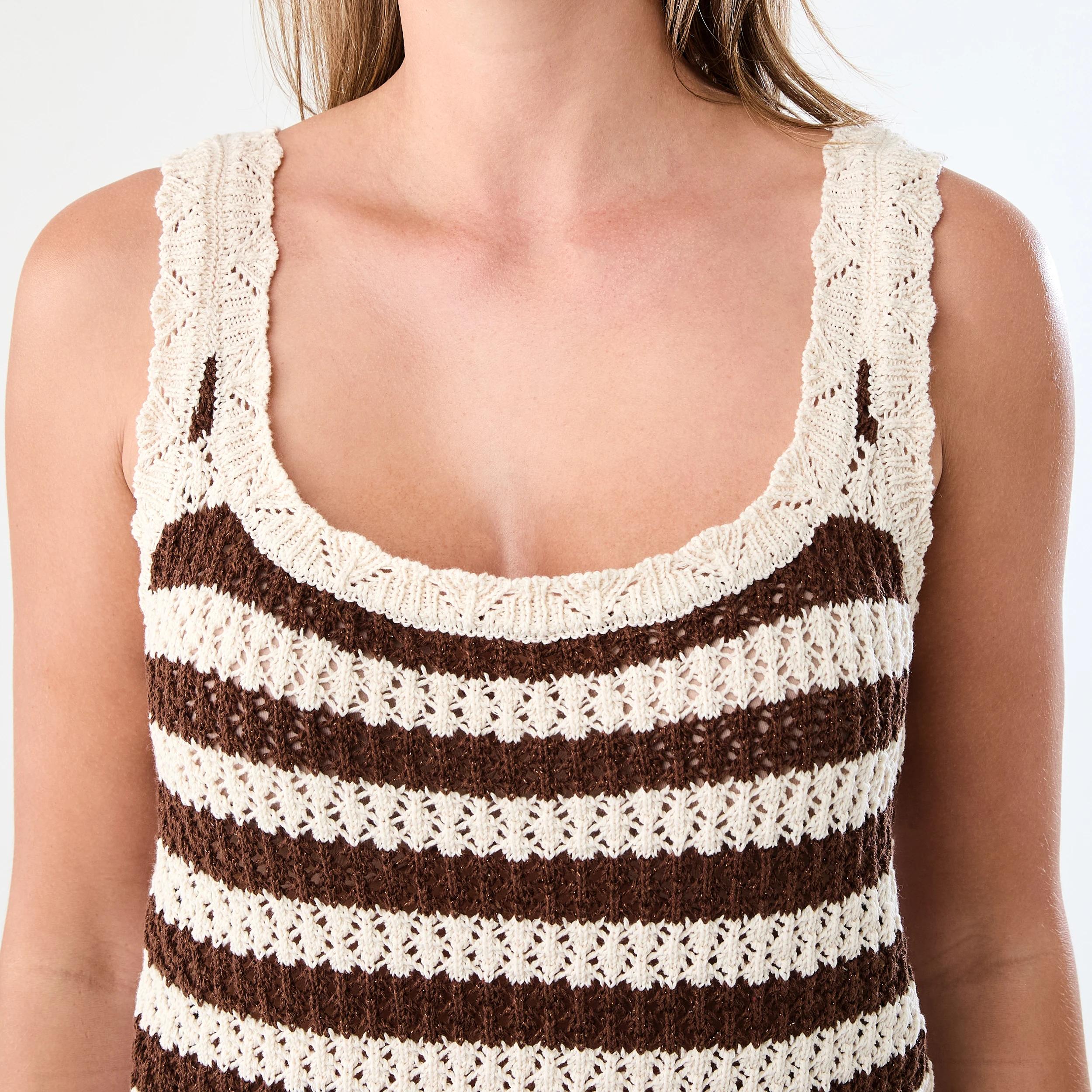 5 Square Neck Crochet Tank Choc Strp, 5 of 6