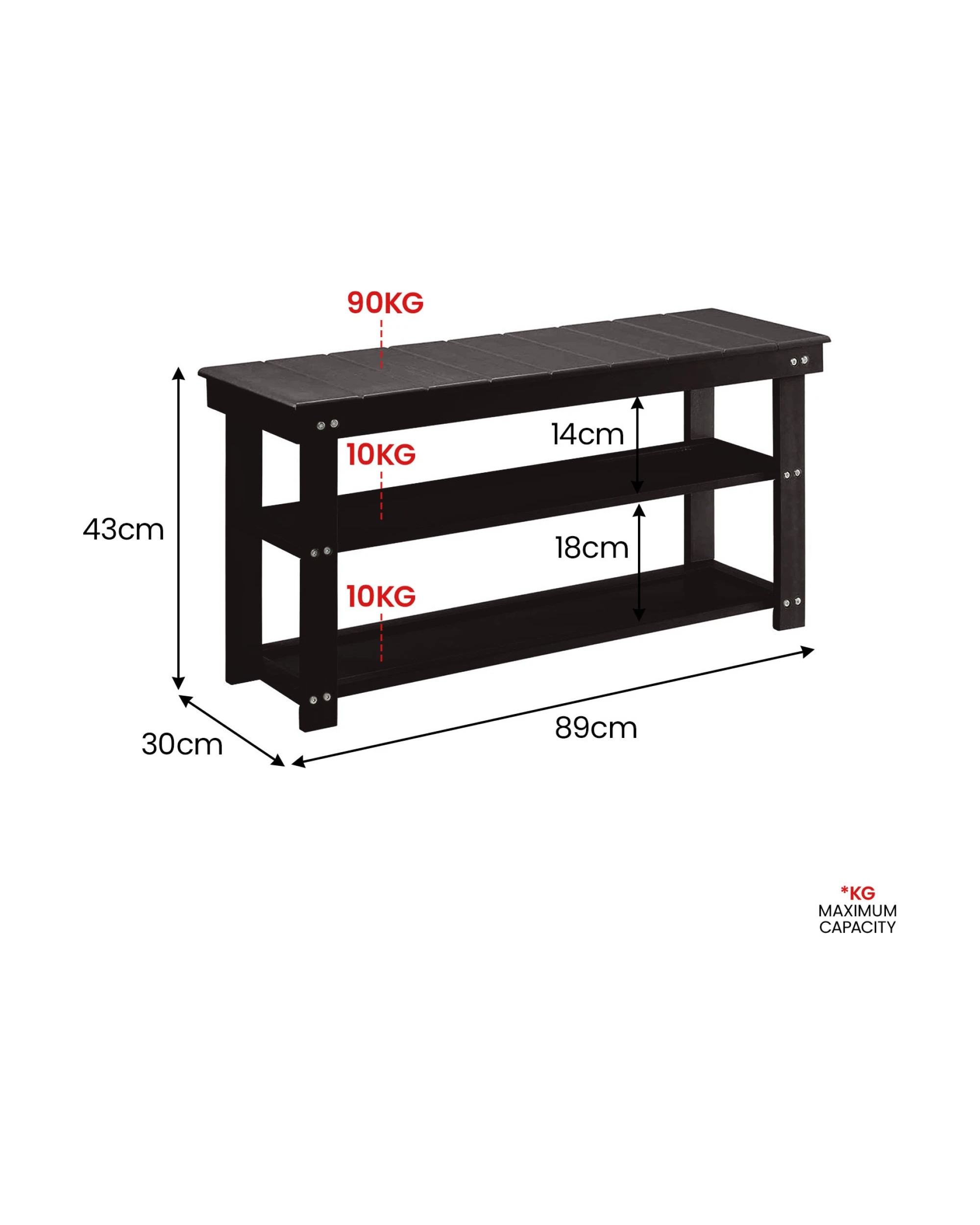 3 Sarantino Maeve Shoe Storage Bench - Black, 3 of 8