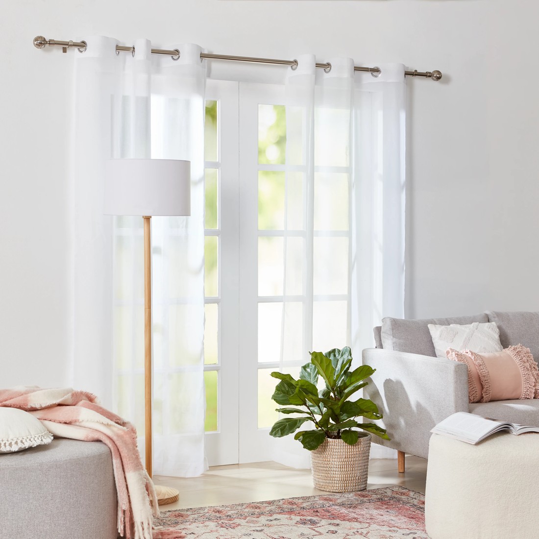 6 Sicily Curtain - White - 120cm x 223cm, 6 of 6