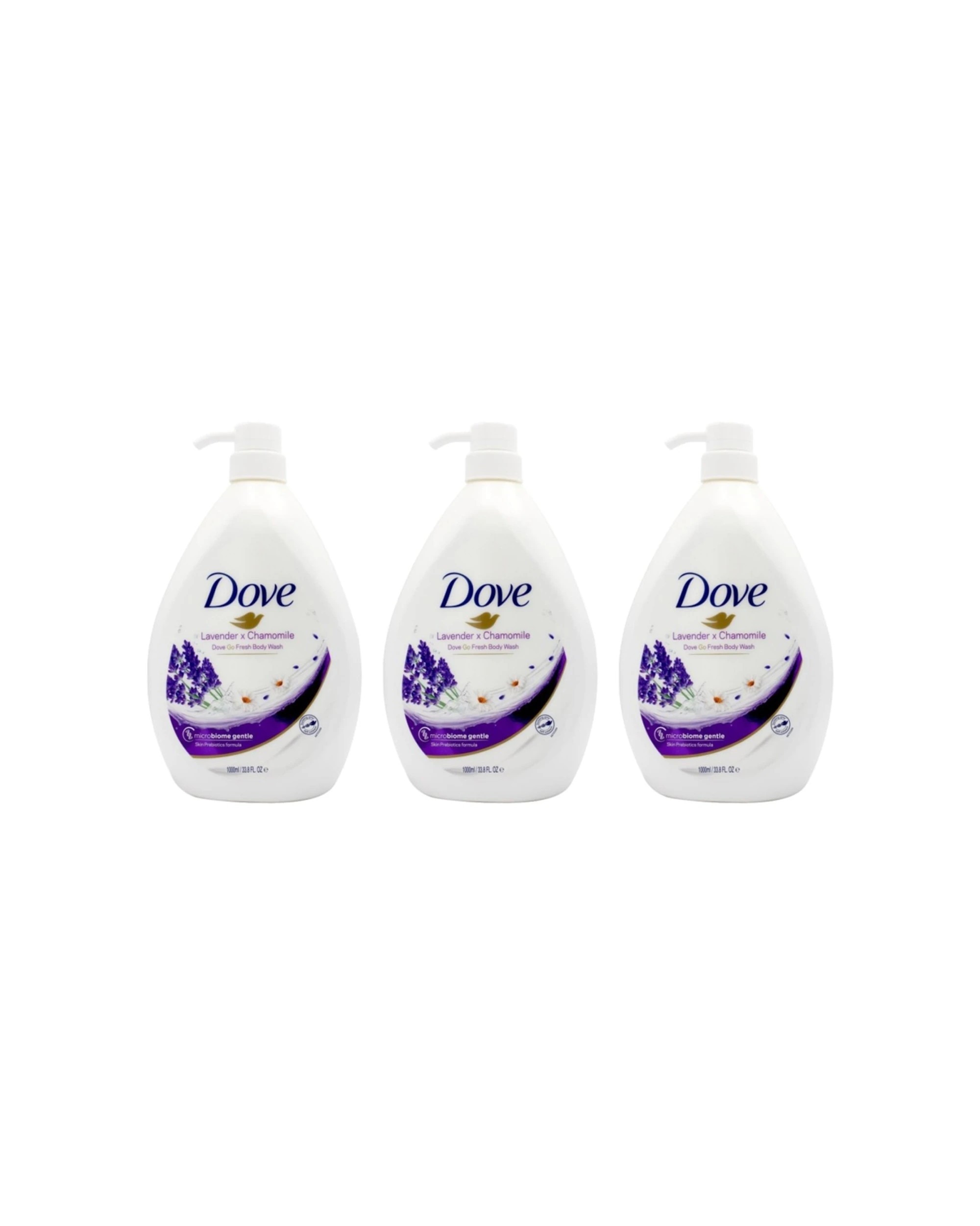 1 Dove 3PK Body Wash Chamomile Microbiome Gentle 1000mL - White, 1 of 4
