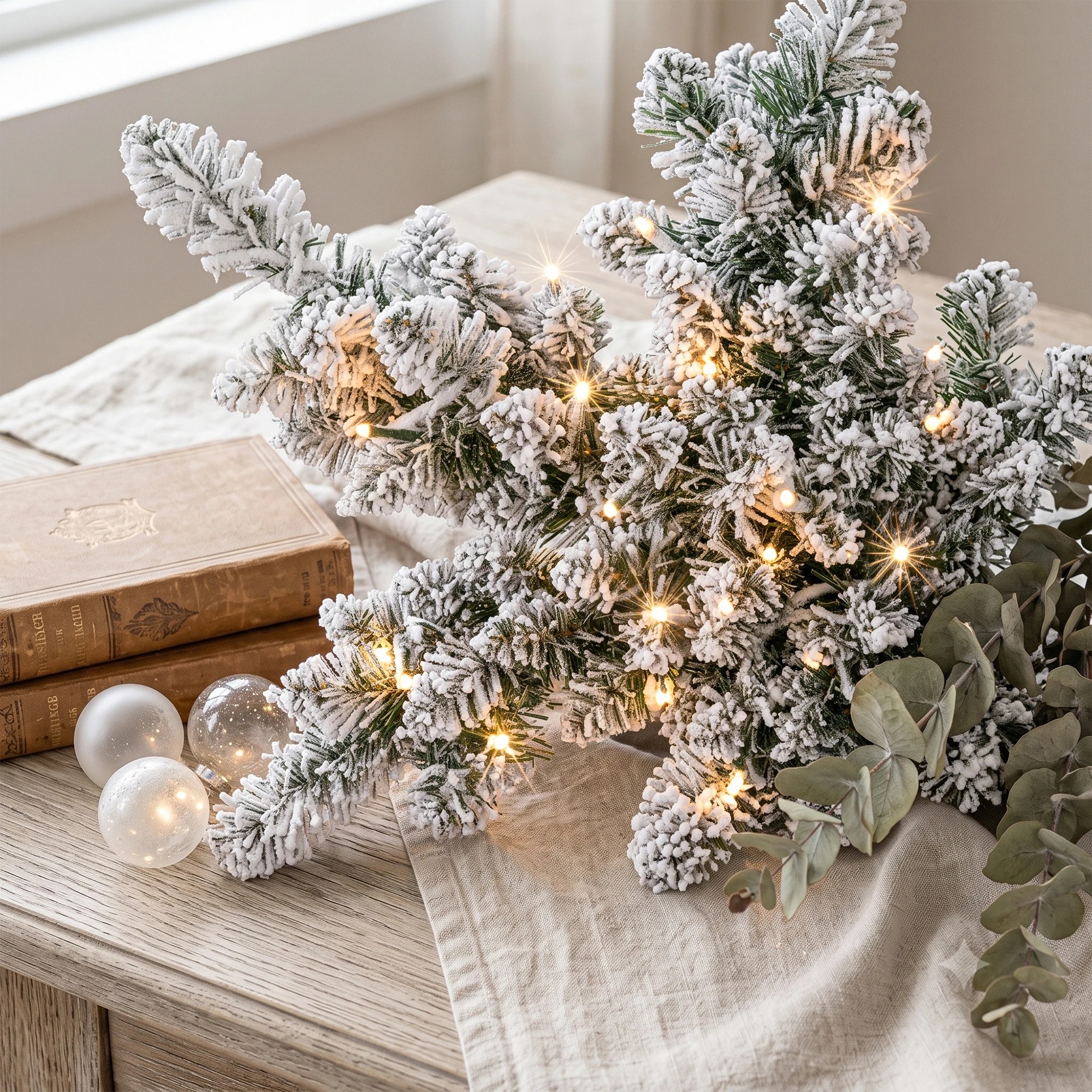 6 Jingle Jollys 60cm Flocked Snowflake Christmas Wreath Garland Pre-Lit 40 LED Light Decor - Green, 6 of 7