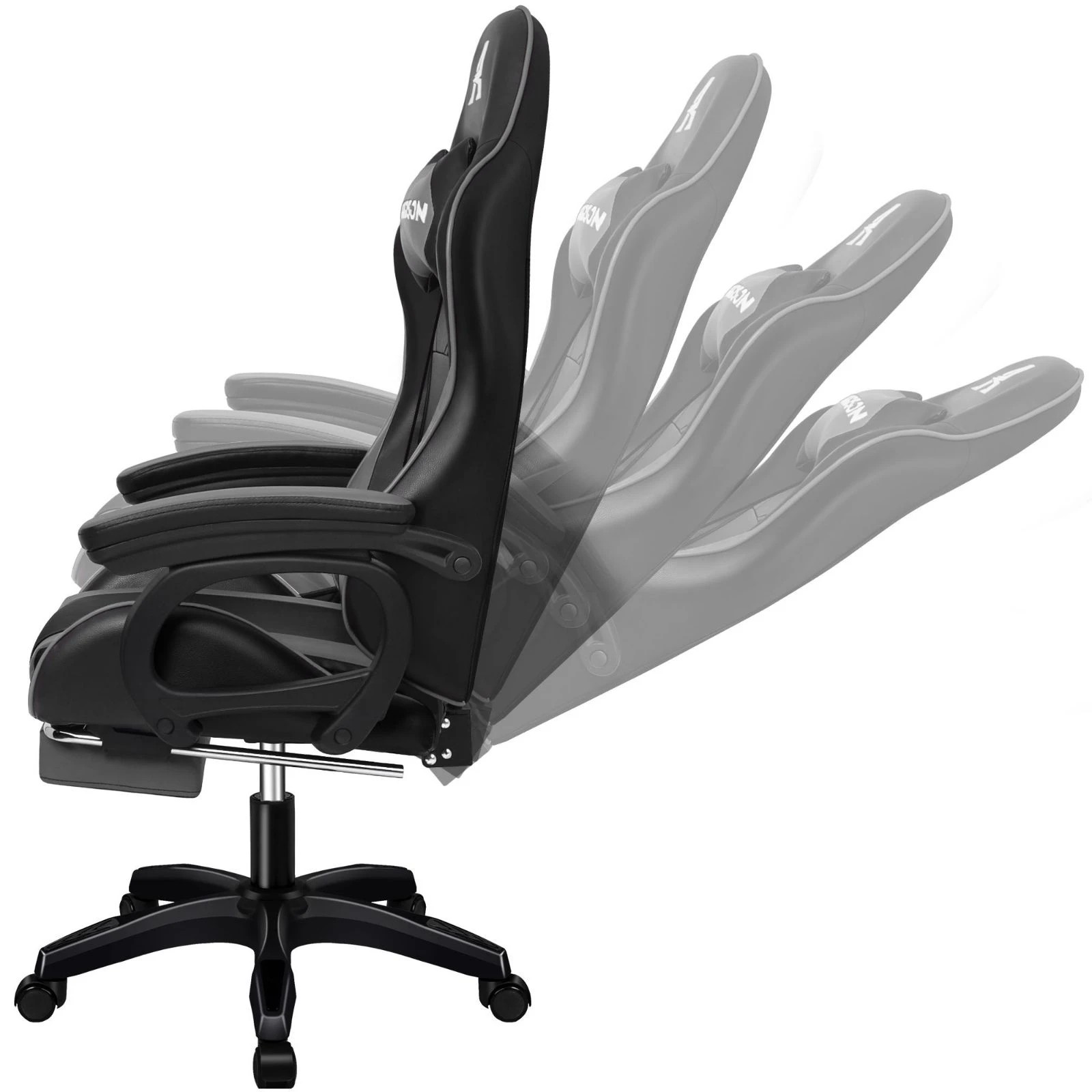 7 Alfordson Gaming Office Chair Massage Racing Computer Seat Footrest Leather - Grey, 7 of 10