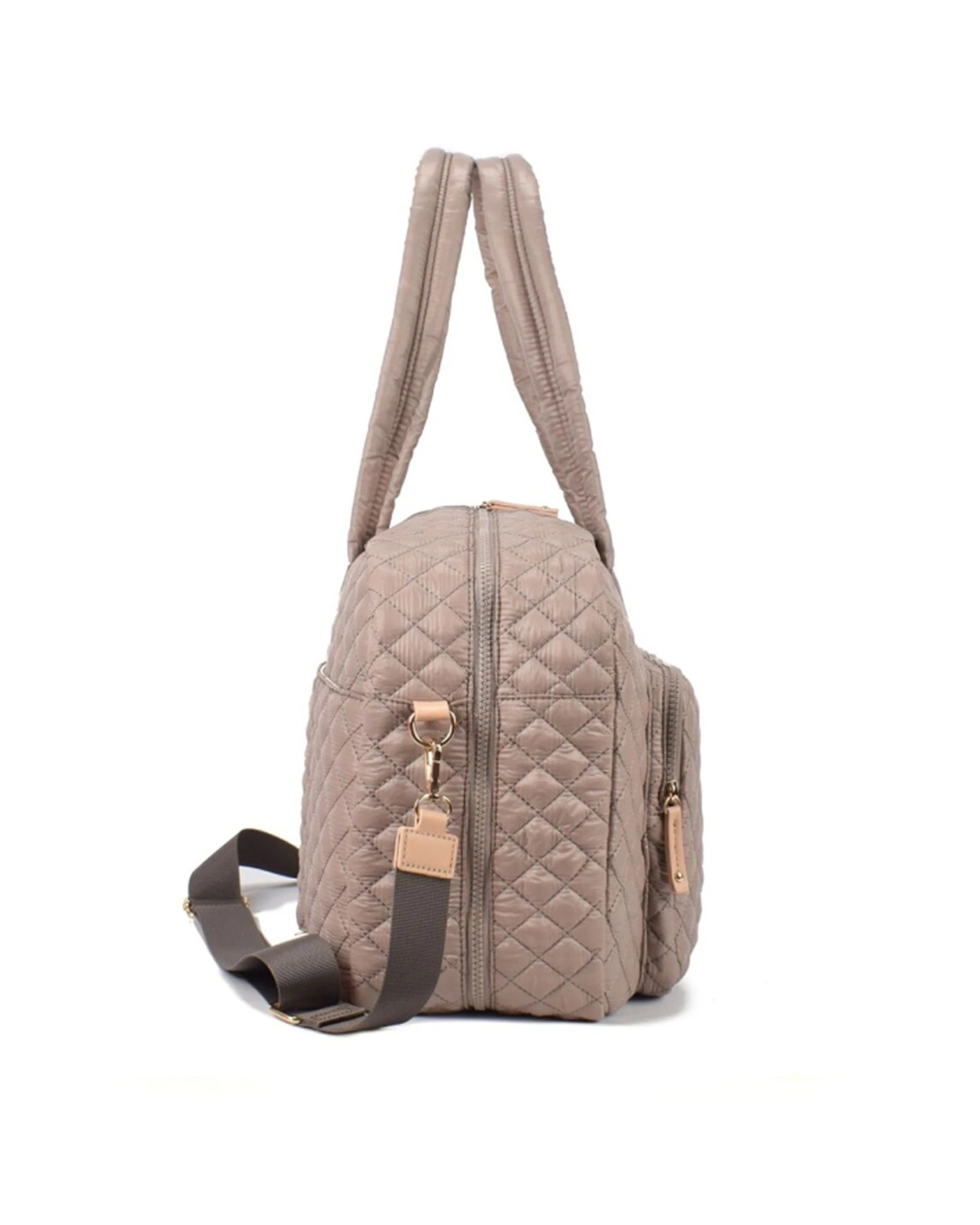 3 Tosca Womens Lightweight Quilted Metro Split Tote Travel Bag Magnet - Brown, 3 of 5