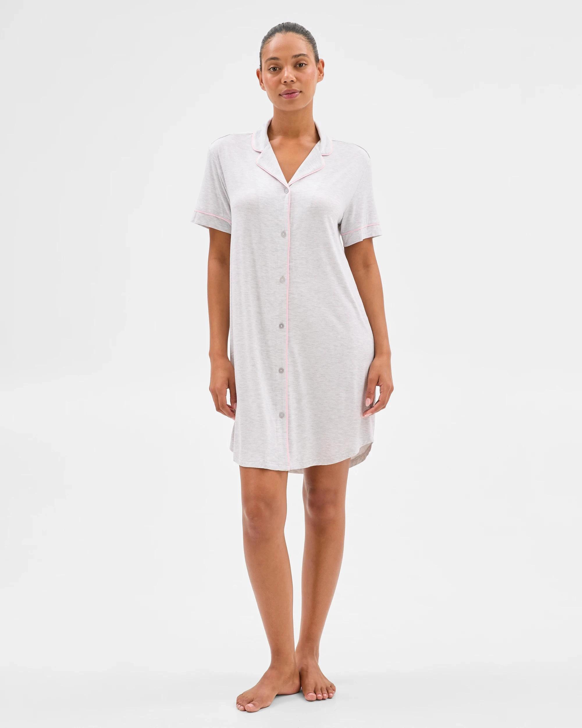 2 Target Woman Bamboo Soft Nightshirt GREY / PINK, 2 of 5