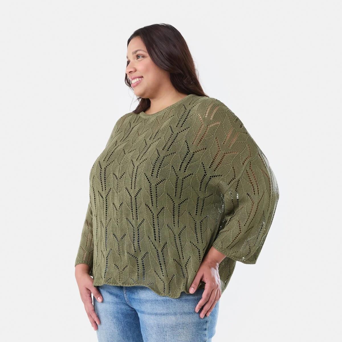 2 Curve Crochet Batwing Jumper BURNT OLIVE, 2 of 5