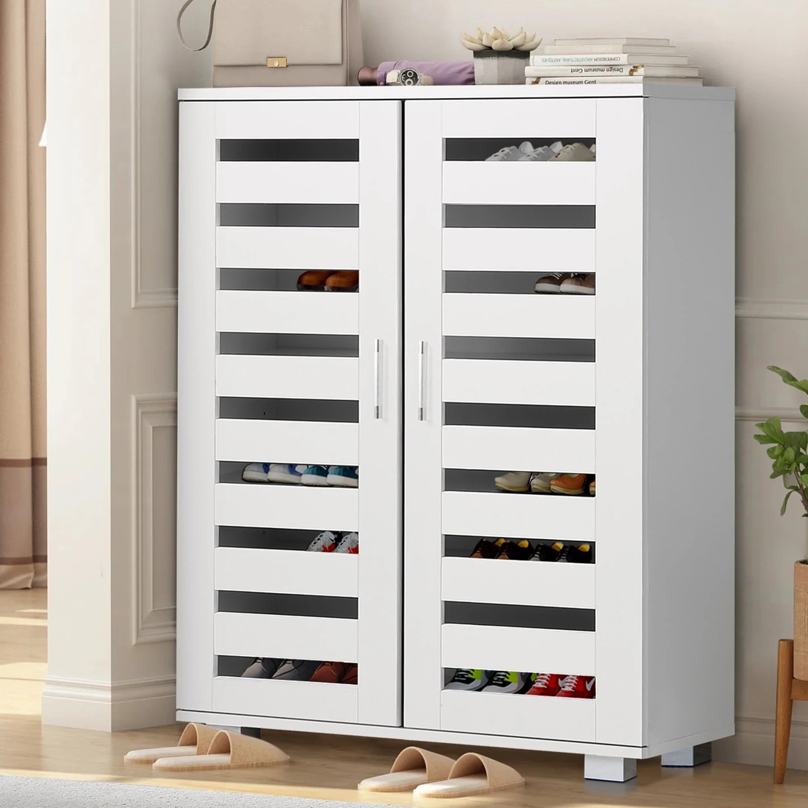 5 Alfordson Shoe Cabinet Organiser Storage Rack Drawer Shelf 21 pairs - White, 5 of 10