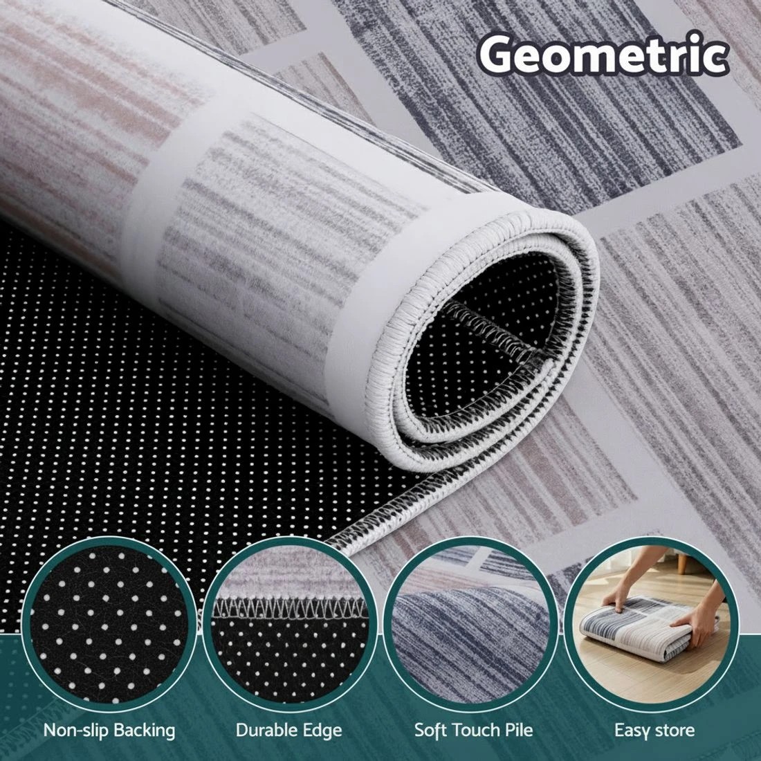 5 Artiss Floor Rug 50X80cm Doormat Soft Velvet Non-Slip Bath Mat Small - Multi, 5 of 8