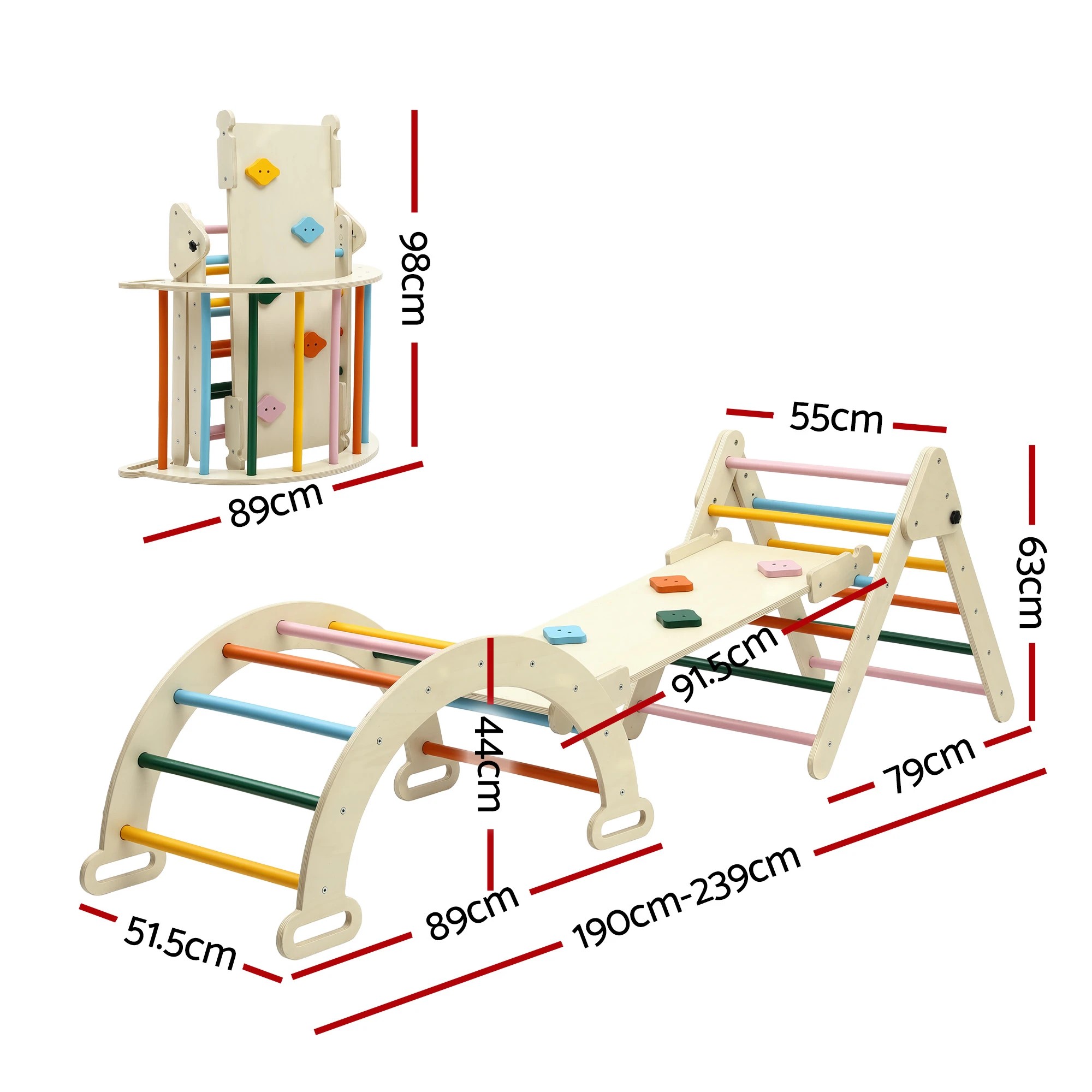 2 Keezi Kids Climbing Toys Sets Indoor Outdoor Toddler Toys Triangle Arch Climber - Multi, 2 of 5