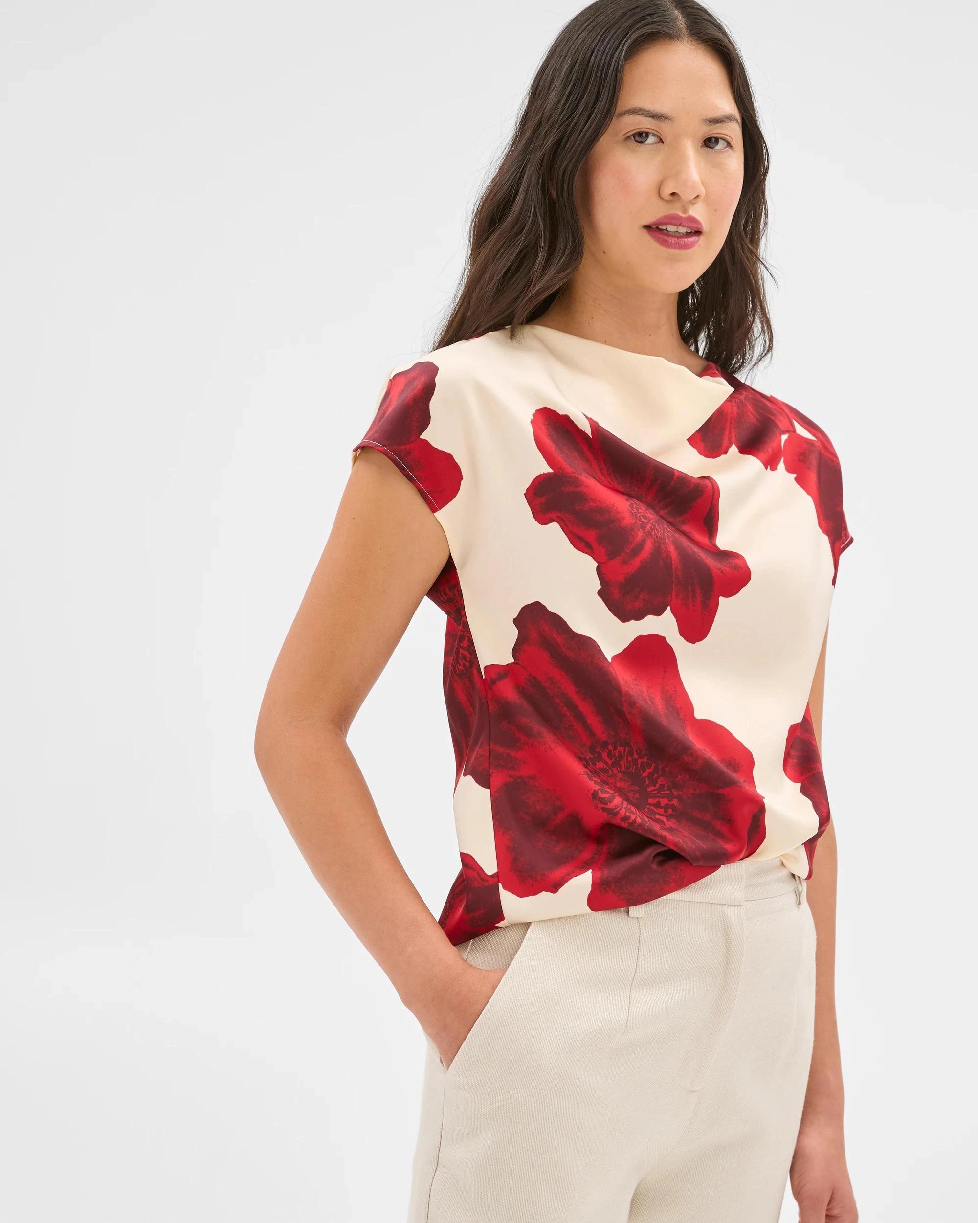 1 Soft Drape Blouse - Preview CRIMSON FLORAL, 1 of 6