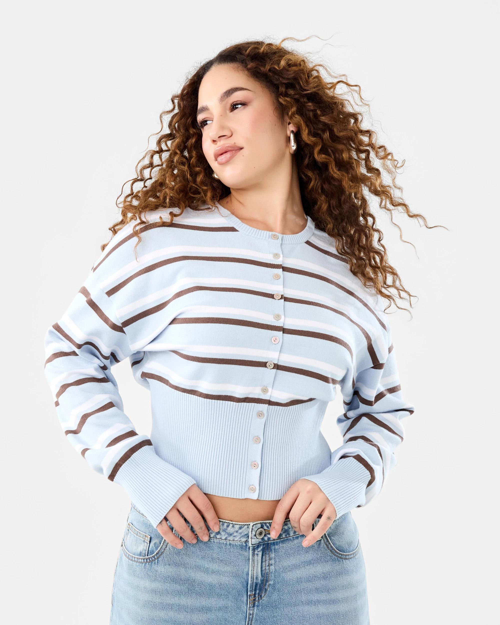 3 Long Sleeve Knit Cardigan Powder Var, 3 of 9