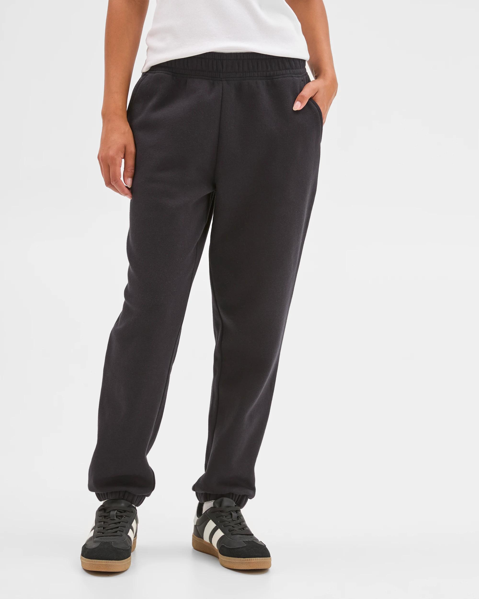 2 Target Woman Australian Cotton Blend Fleece Trackpants BLACK, 2 of 5