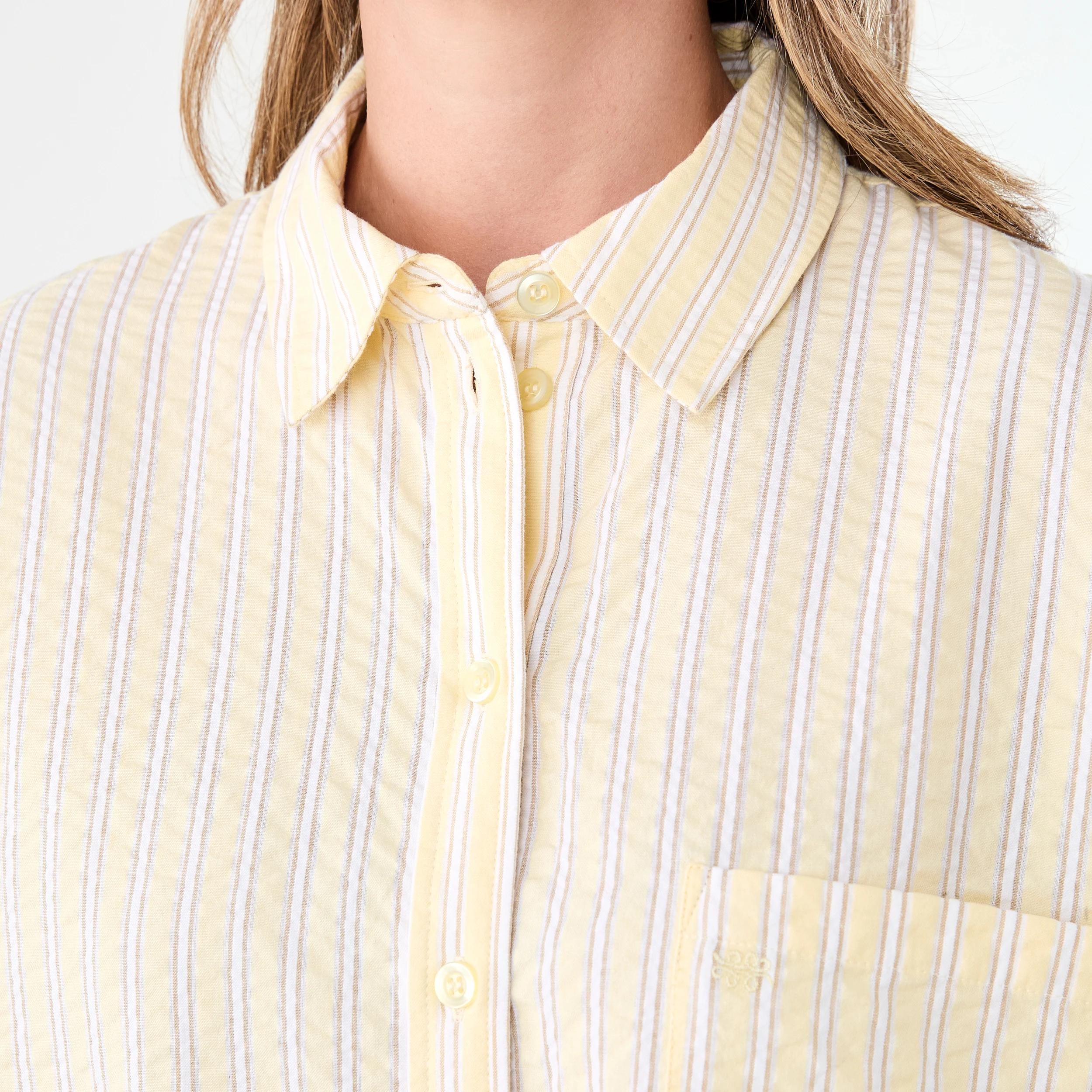 6 Long Sleeve Oversized Seersucker Shirt S Strp Yf, 6 of 9
