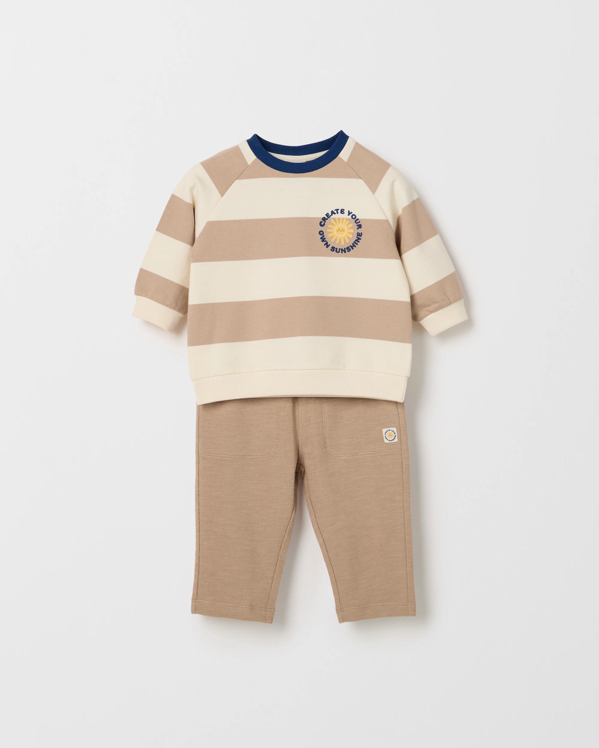 4 Target Baby Baby Organic Cotton Jumper & Pants 2 Piece Set STRIPE TAUPE, 4 of 6