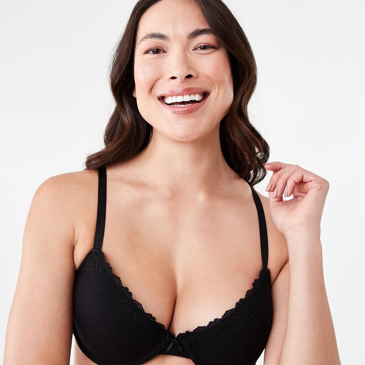 7 2 Pack Push-up Rib Lace Bra SOFT OAT MARLE, BLACK, 7 of 9