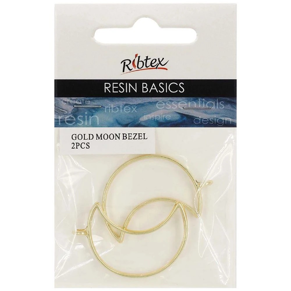 1 Ribtex UV Resin Jewellery Bezel Moon Gold 2 Piece, 1 of 1